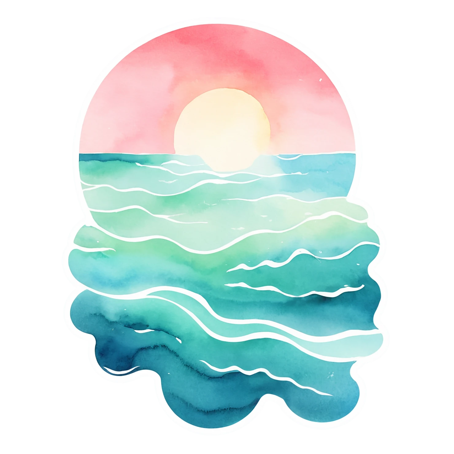 Beach Watercolor sticker isolated on transparent background #12894