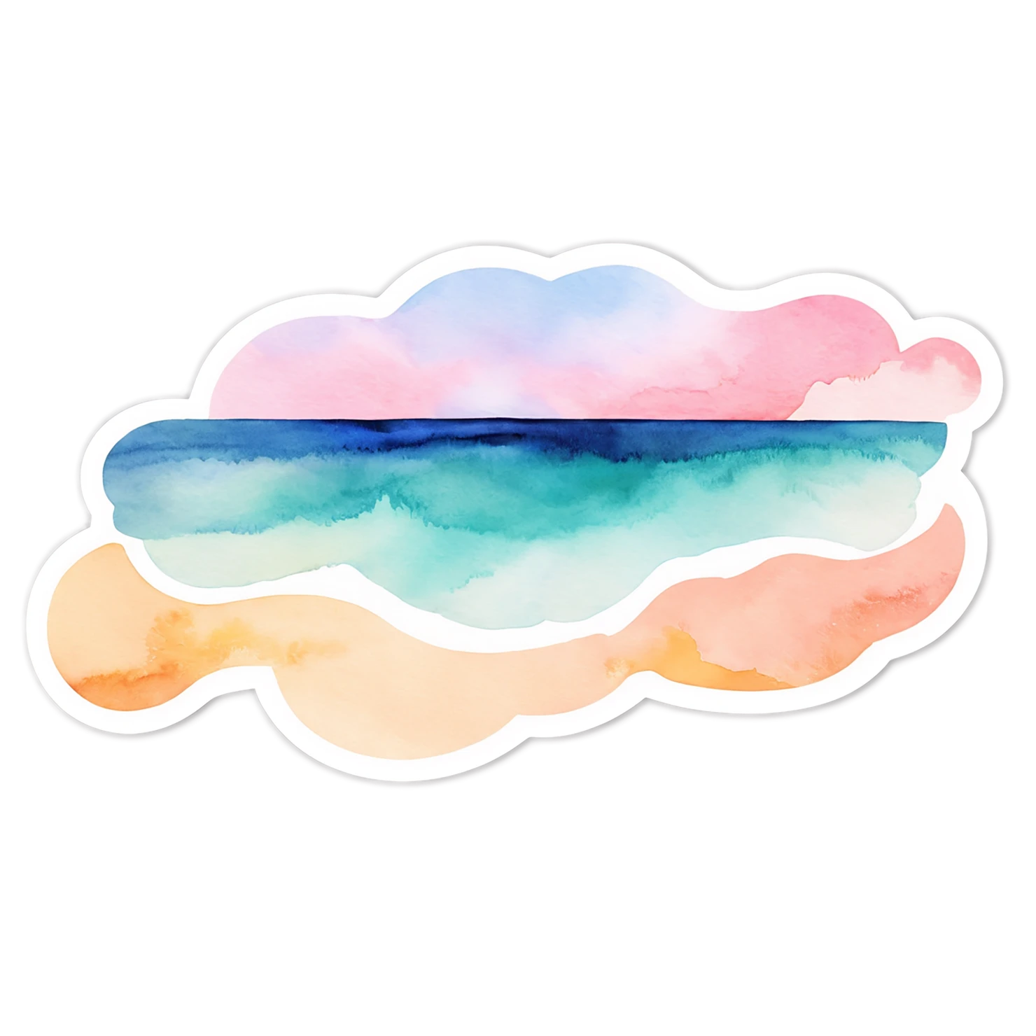 Beach Watercolor sticker isolated on transparent background #12895