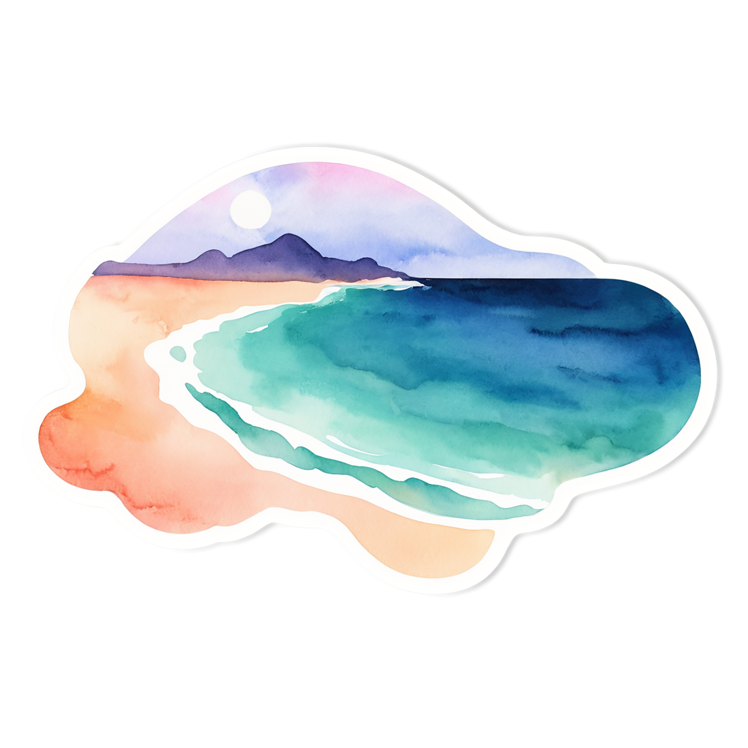 Beach Watercolor sticker isolated on transparent background #12896
