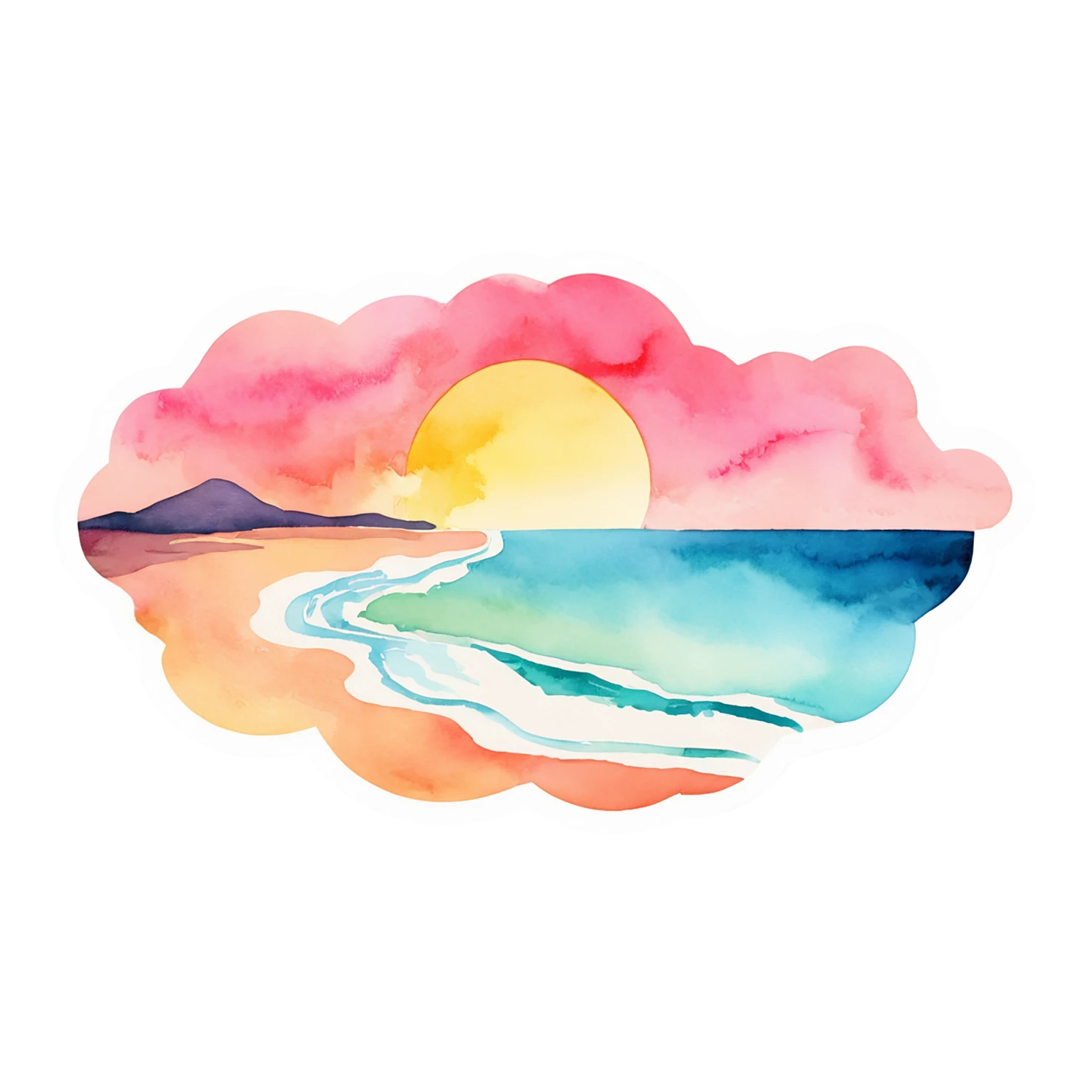 Beach Watercolor sticker isolated on transparent background #12897