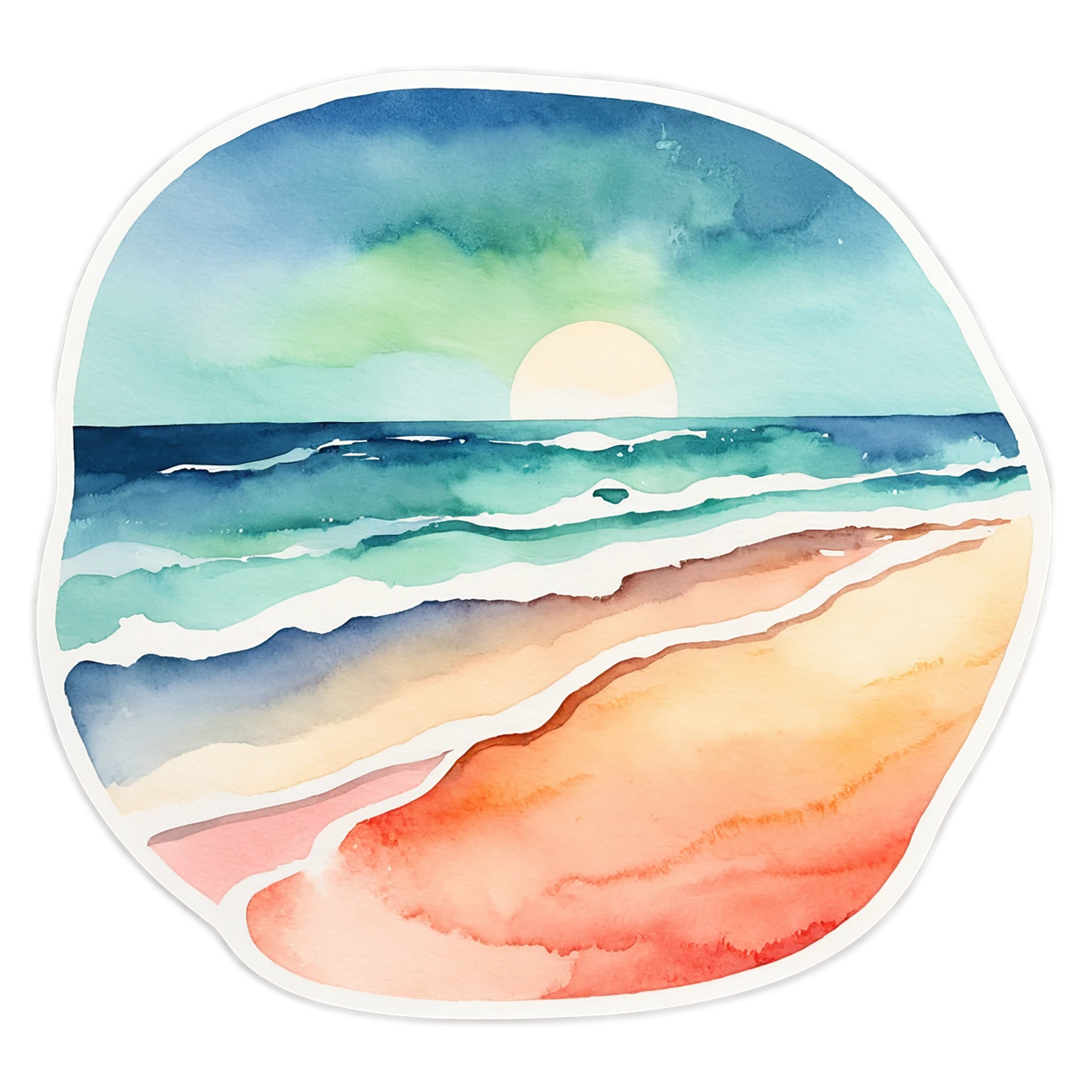 Beach Watercolor sticker isolated on transparent background #12898