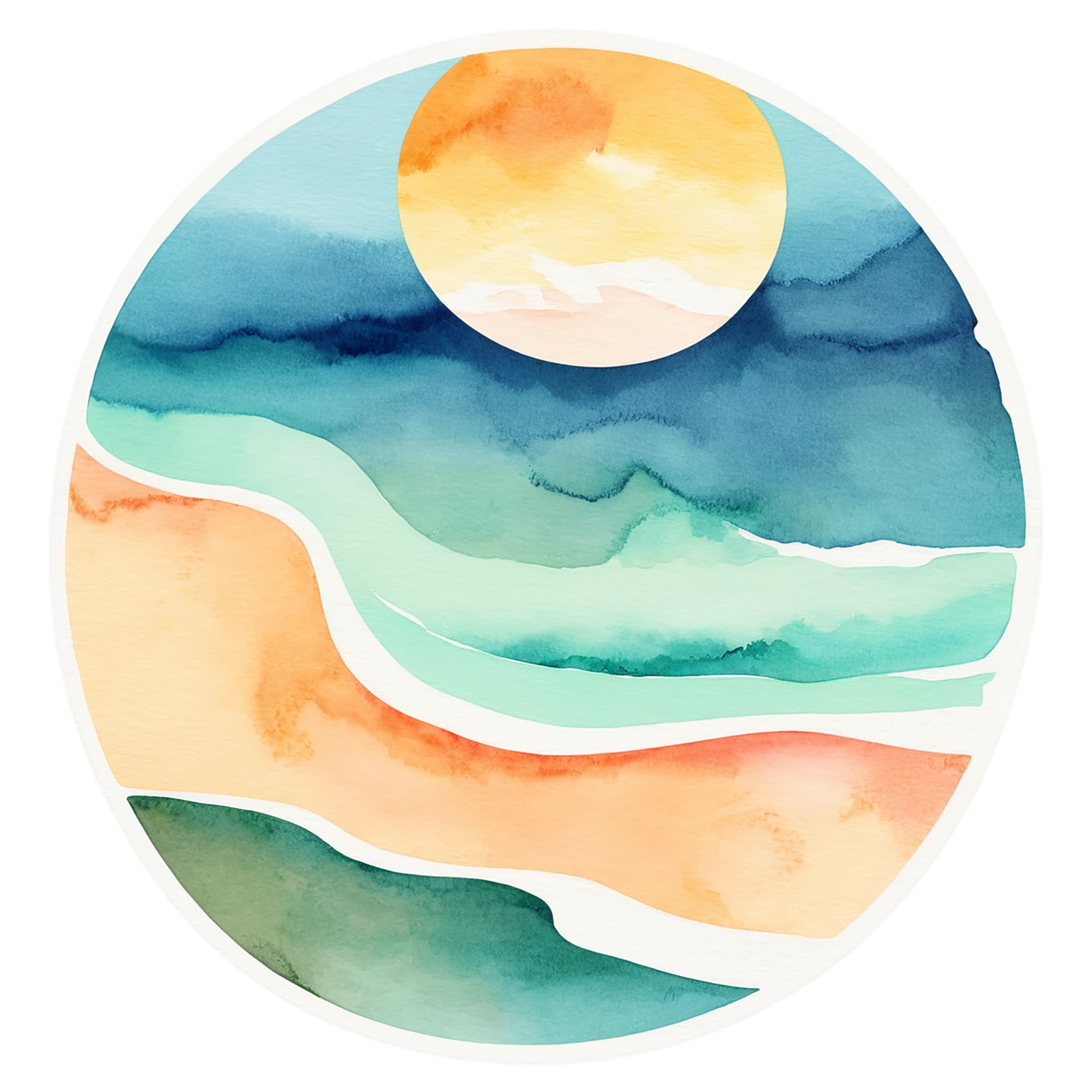 Beach Watercolor sticker isolated on transparent background #12900