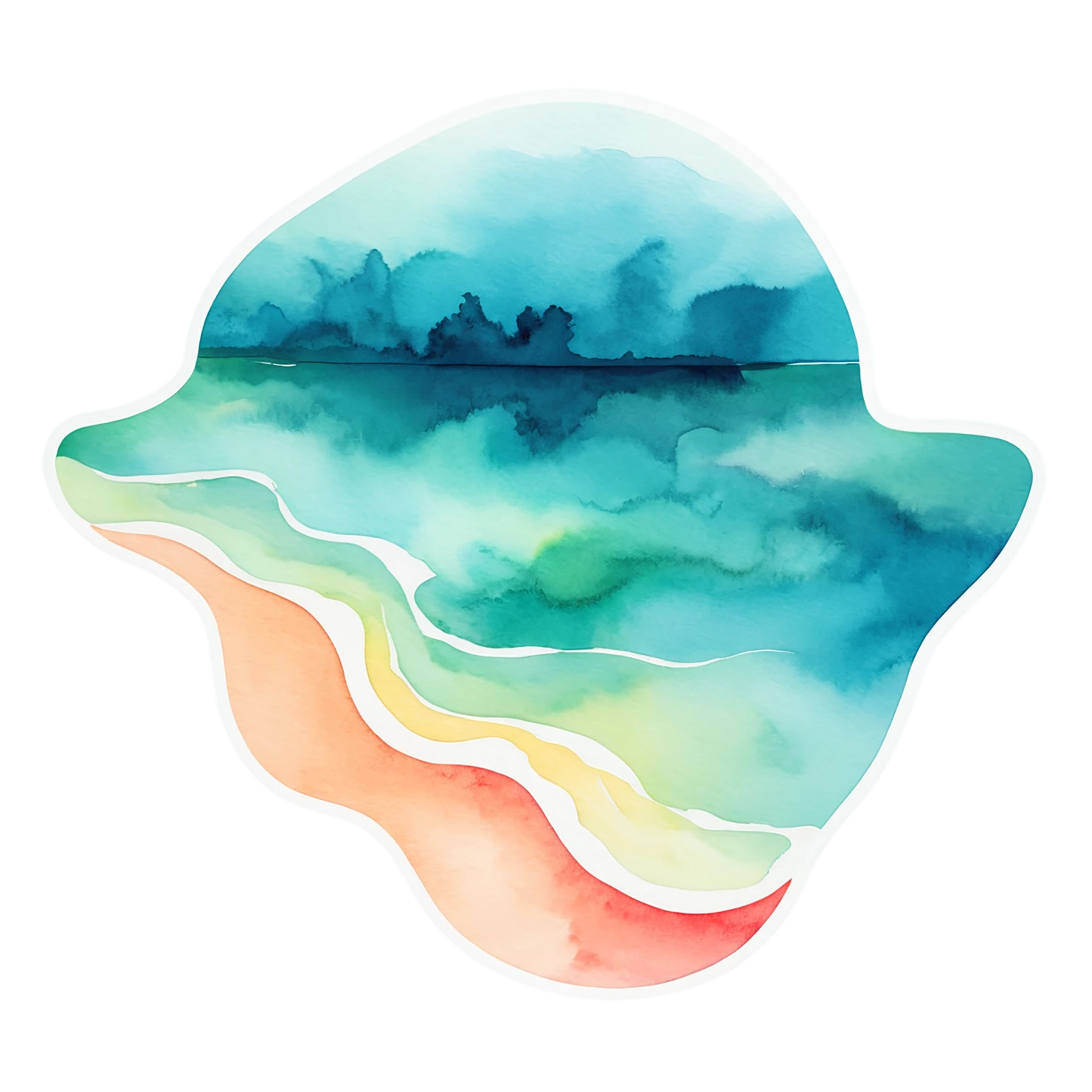 Beach Watercolor sticker isolated on transparent background #12901