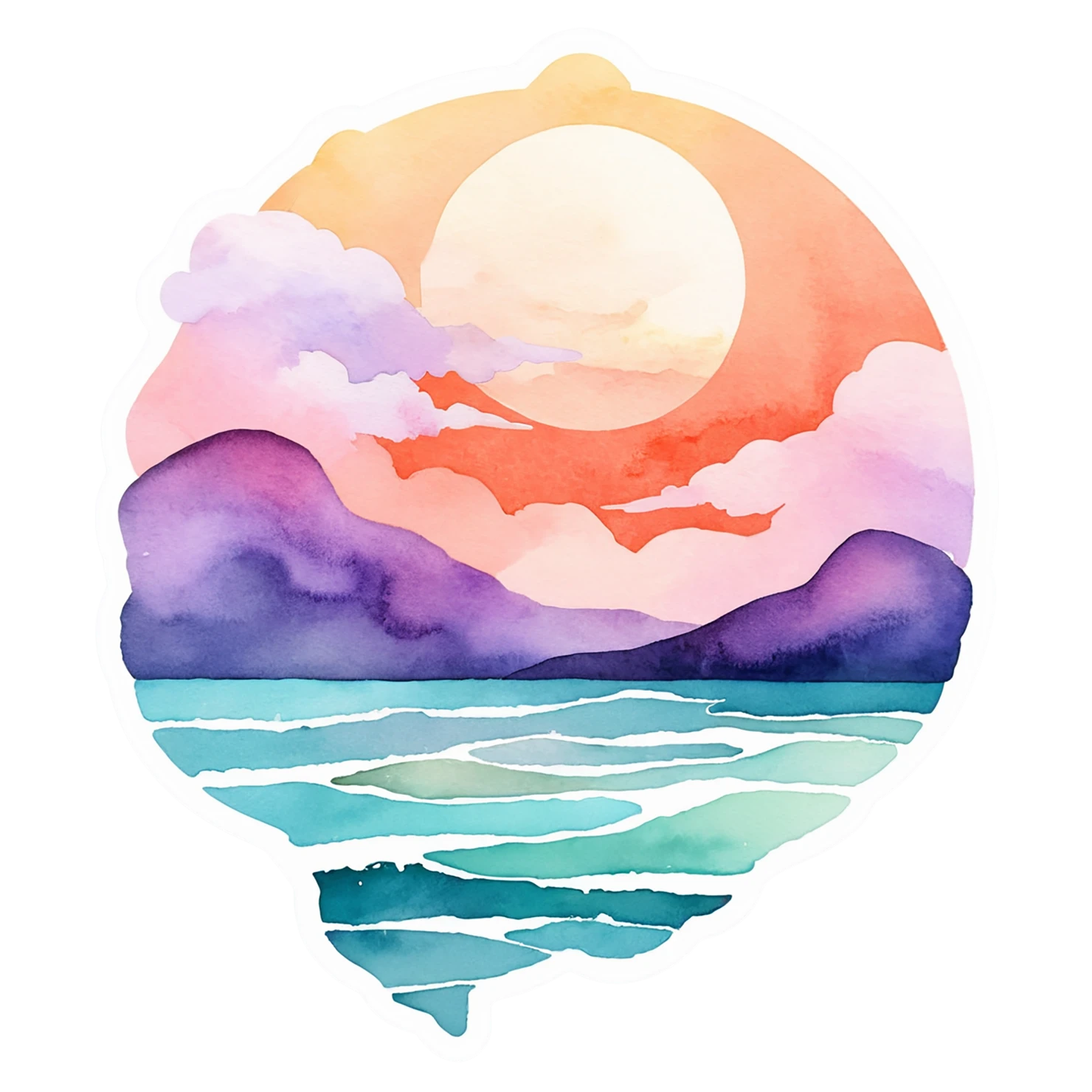 Beach Watercolor sticker isolated on transparent background #12902