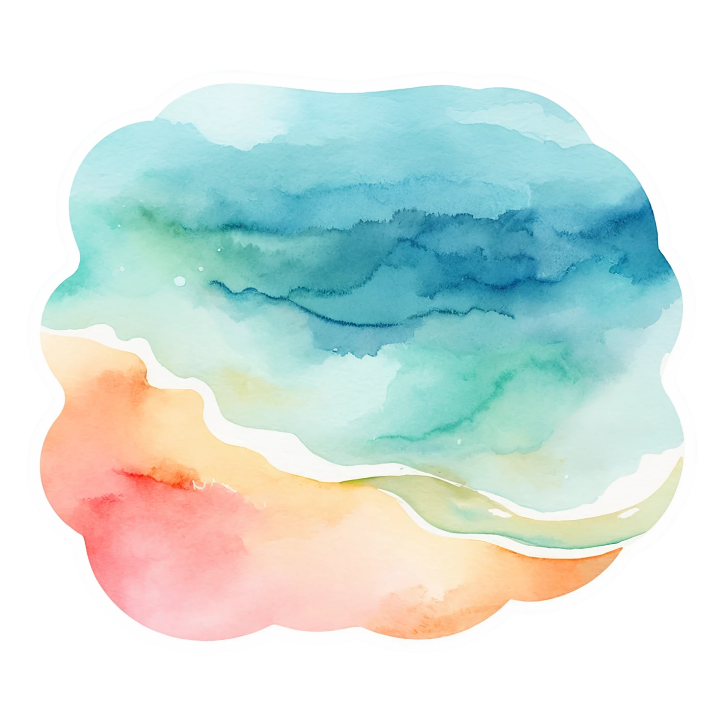 Beach Watercolor sticker isolated on transparent background #12903