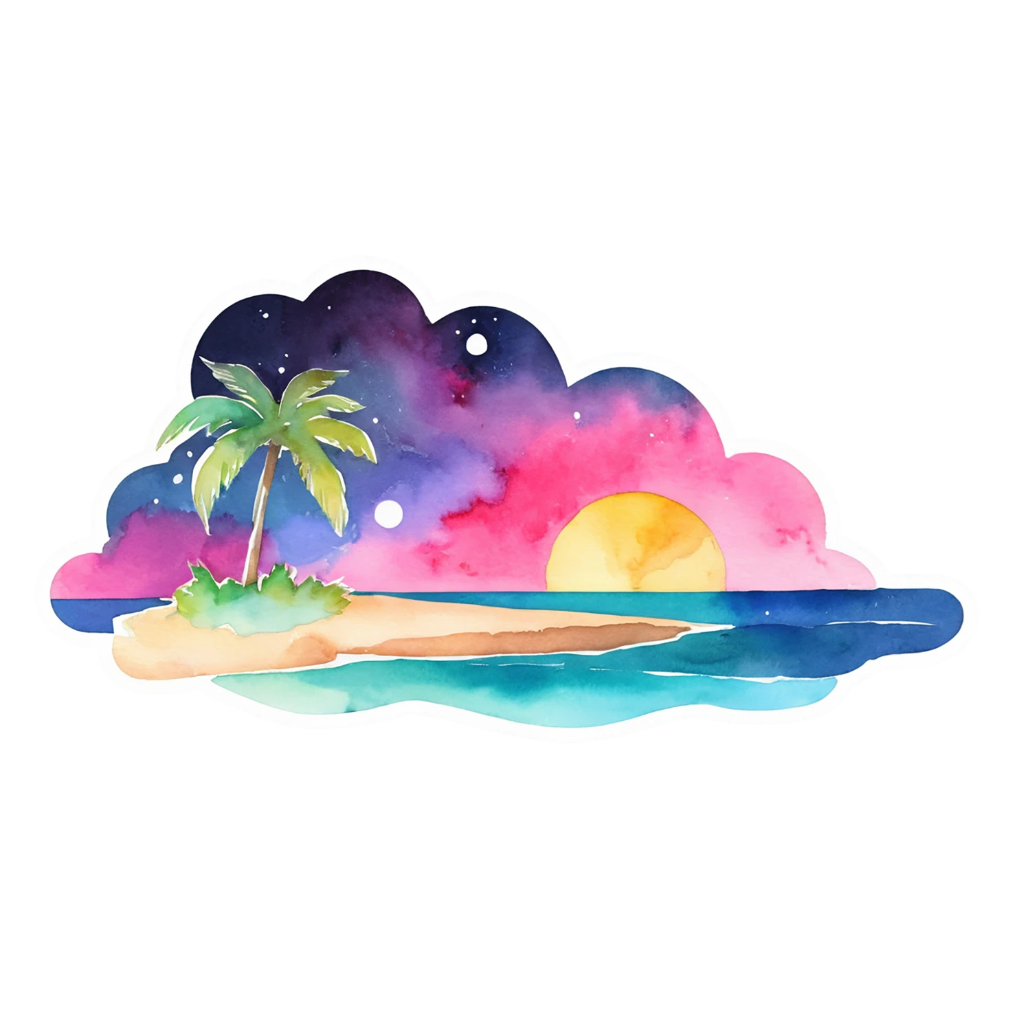 Beach Watercolor sticker isolated on transparent background #12904
