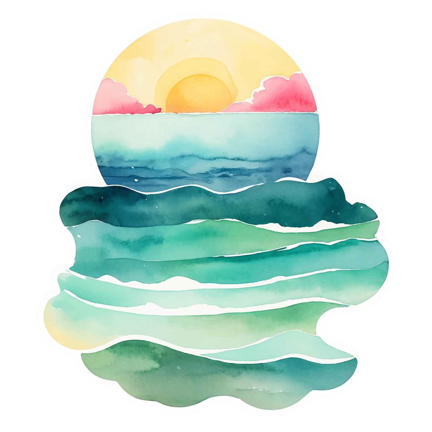 Beach Watercolor sticker isolated on transparent background #12905