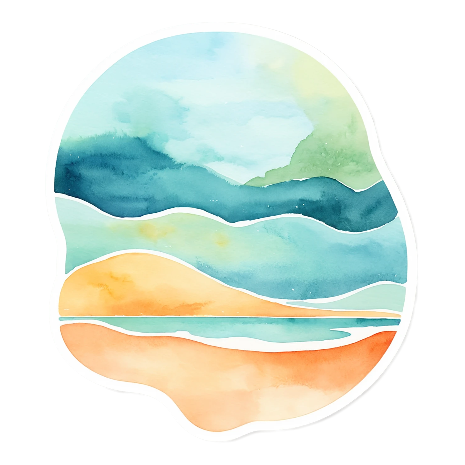 Beach Watercolor sticker isolated on transparent background #12906