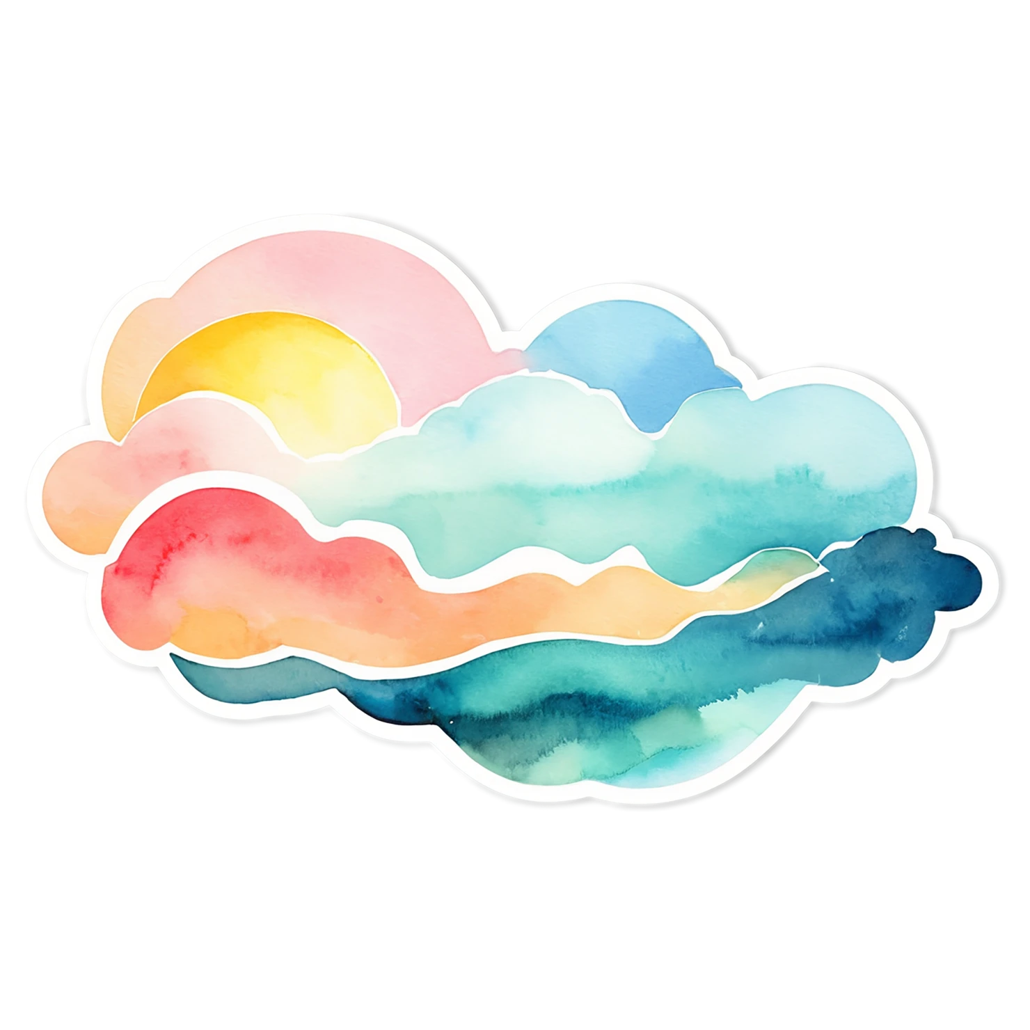 Beach Watercolor sticker isolated on transparent background #12908