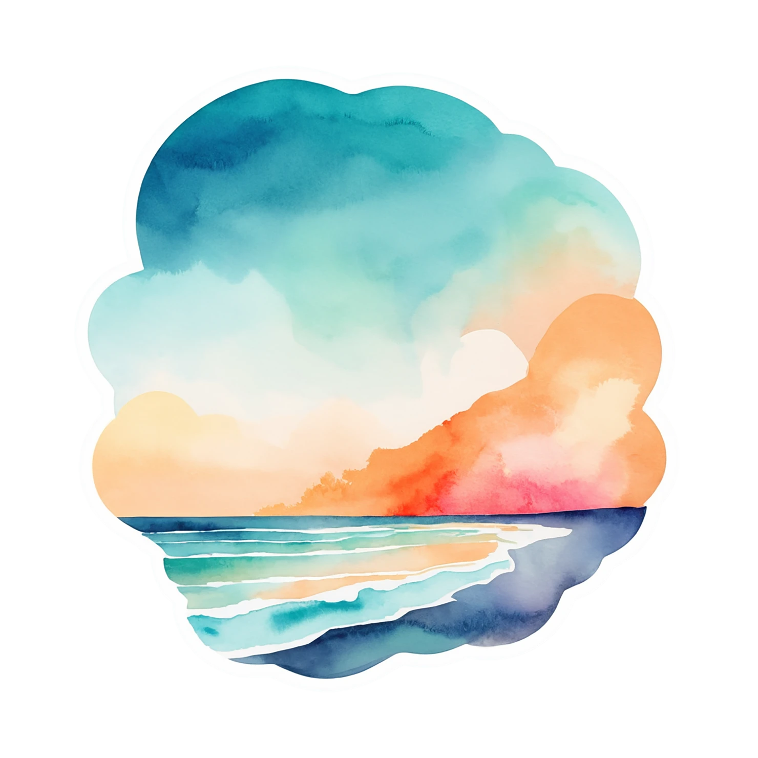 Beach Watercolor sticker isolated on transparent background #12911