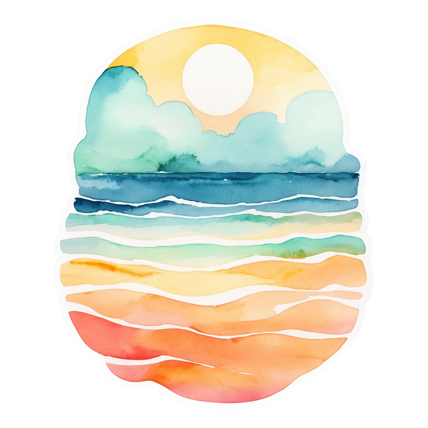 Beach Watercolor sticker isolated on transparent background #12913