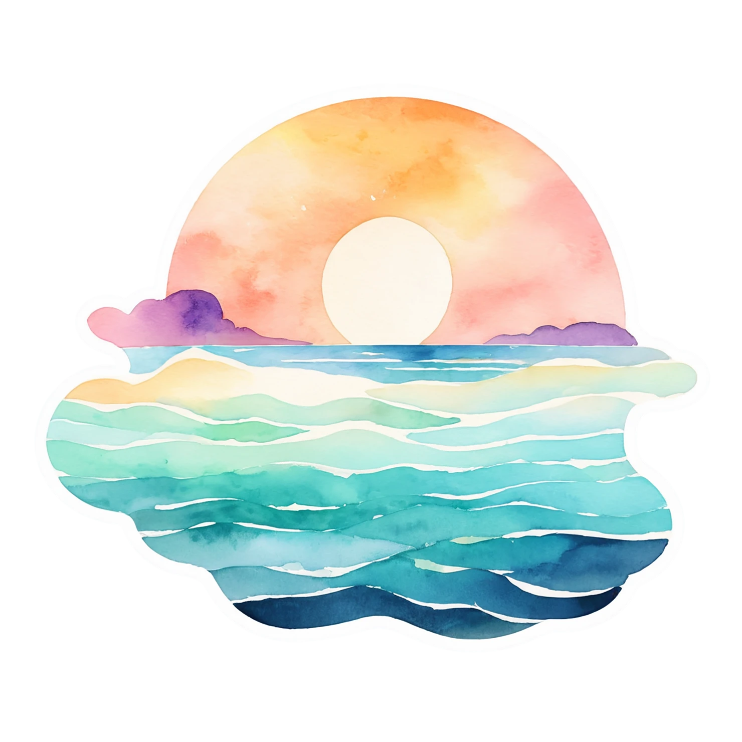 Beach Watercolor sticker isolated on transparent background #12914