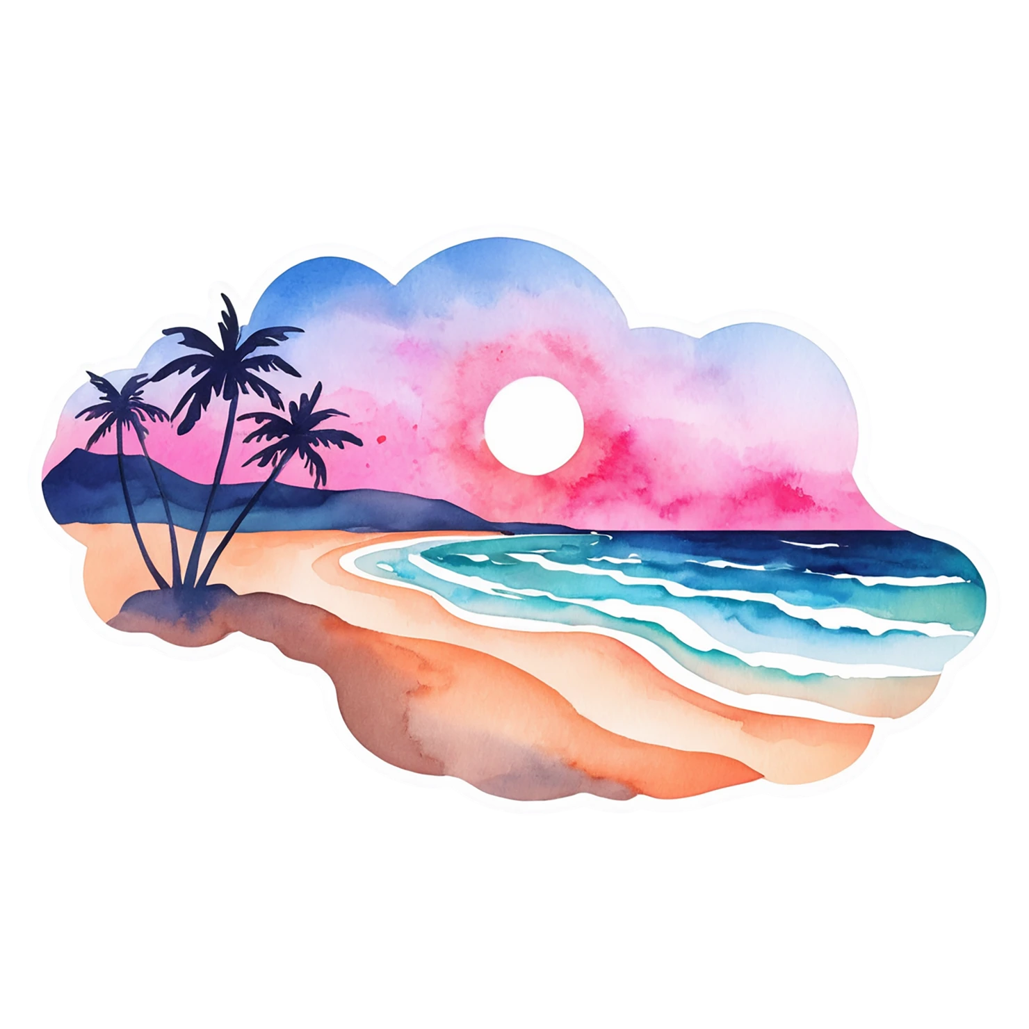 Beach Watercolor sticker isolated on transparent background #12916