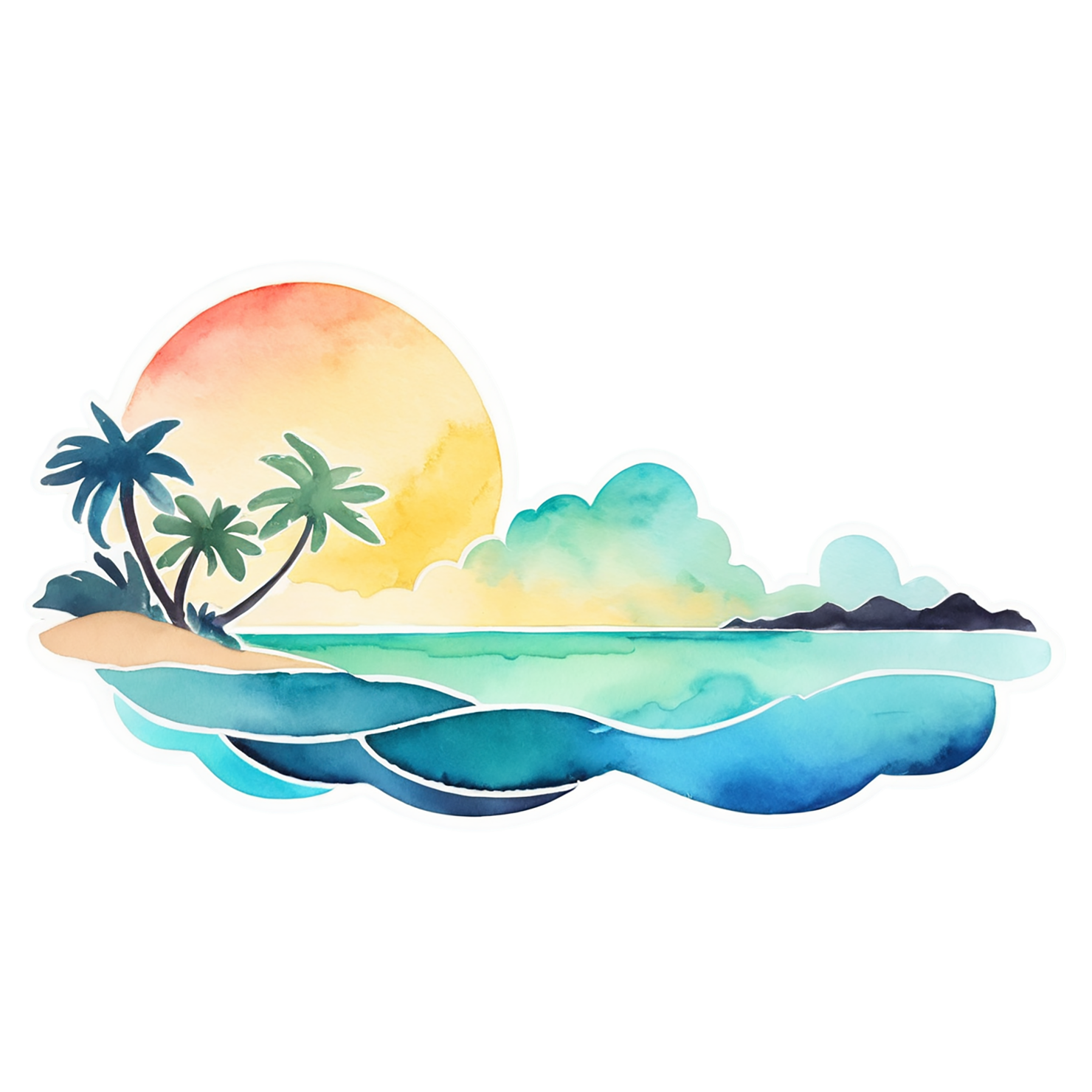 Beach Watercolor sticker isolated on transparent background #12918