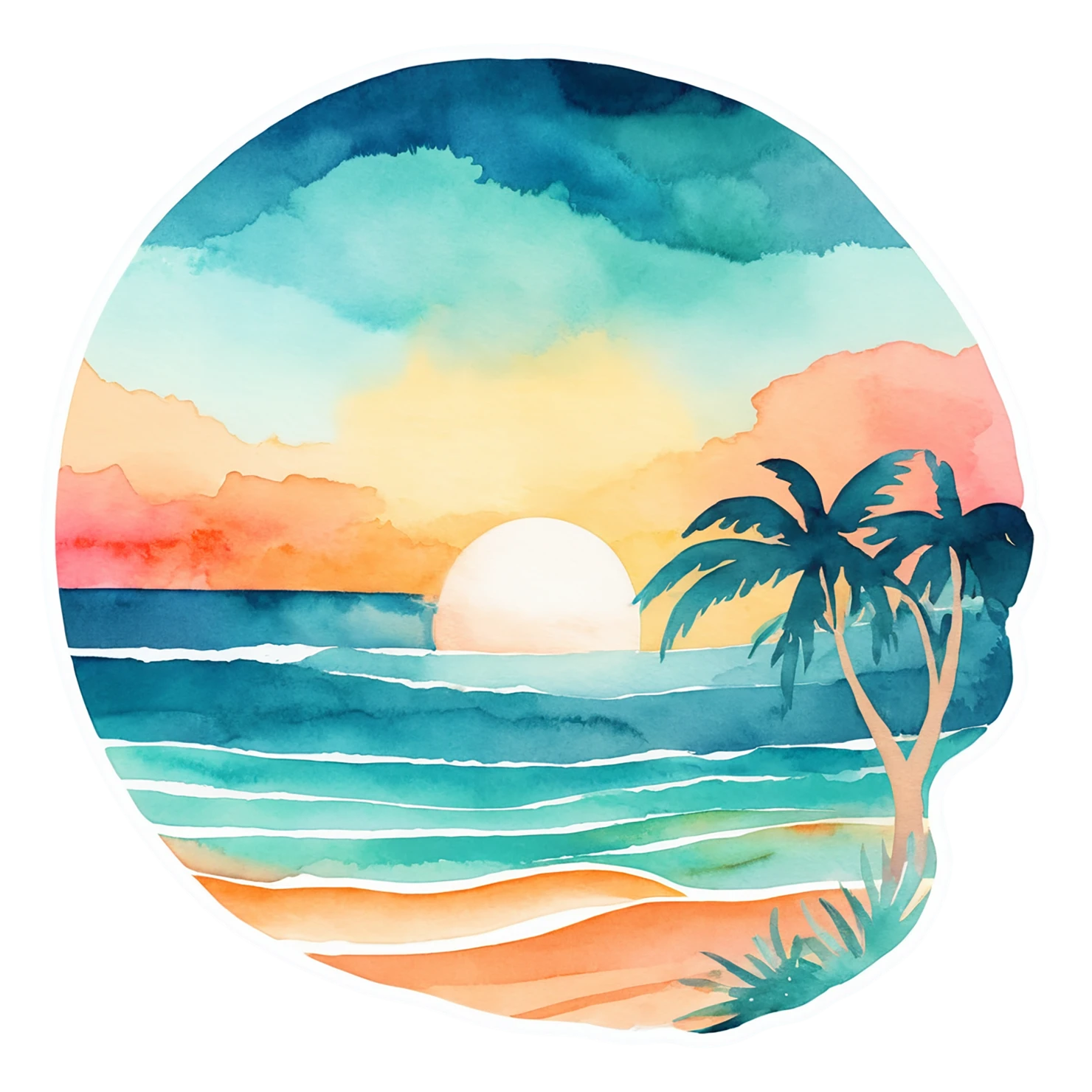 Beach Watercolor sticker isolated on transparent background #12920