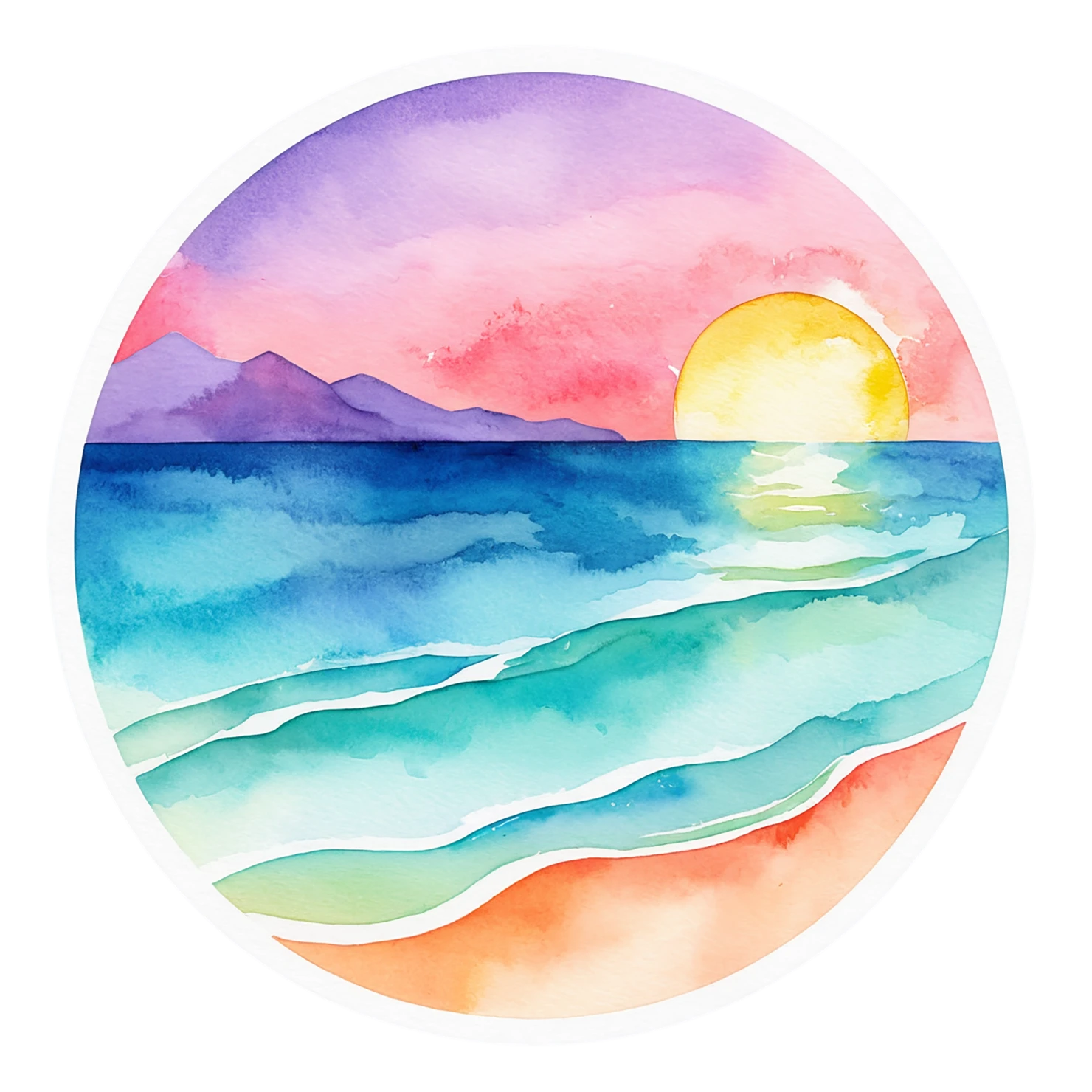 Beach Watercolor sticker isolated on transparent background #12921