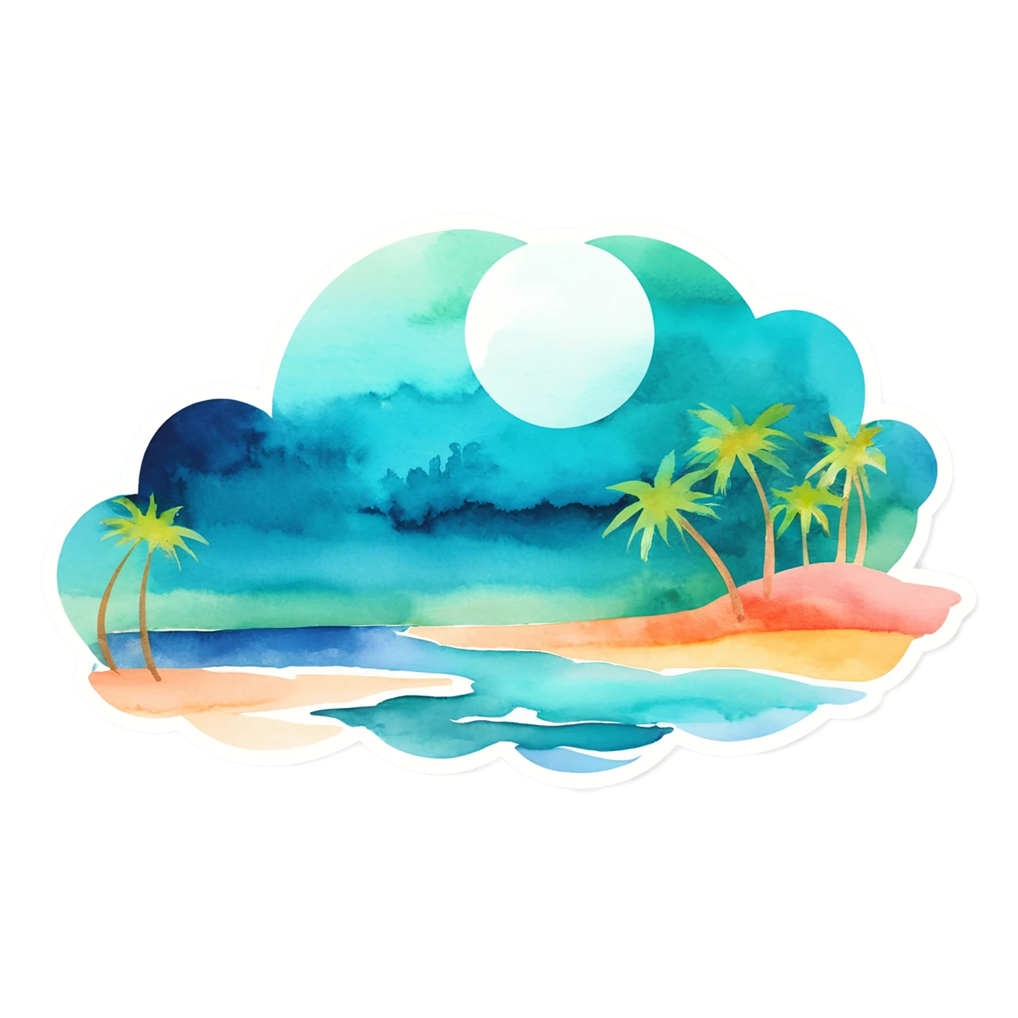Beach Watercolor sticker isolated on transparent background #12922