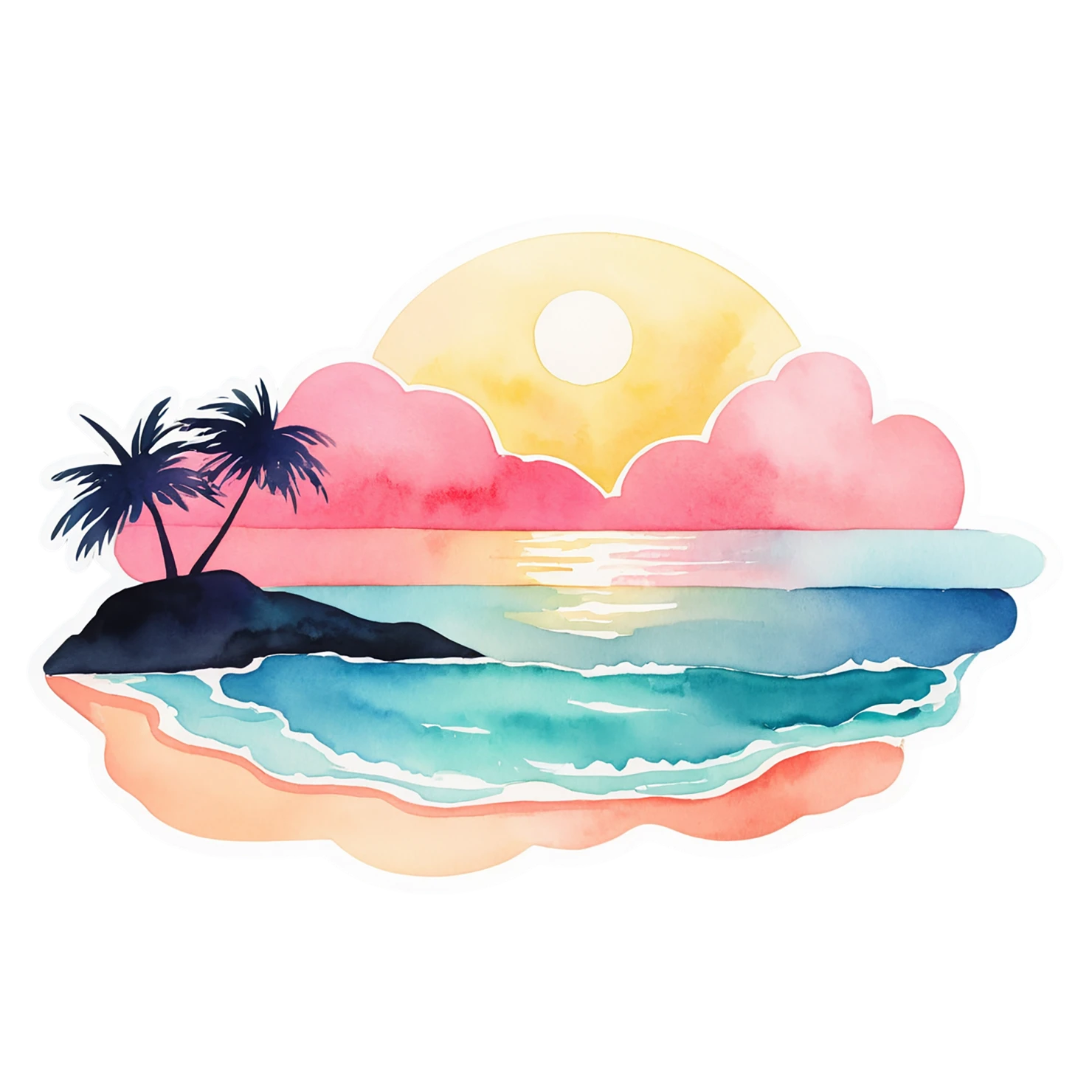 Beach Watercolor sticker isolated on transparent background #12923