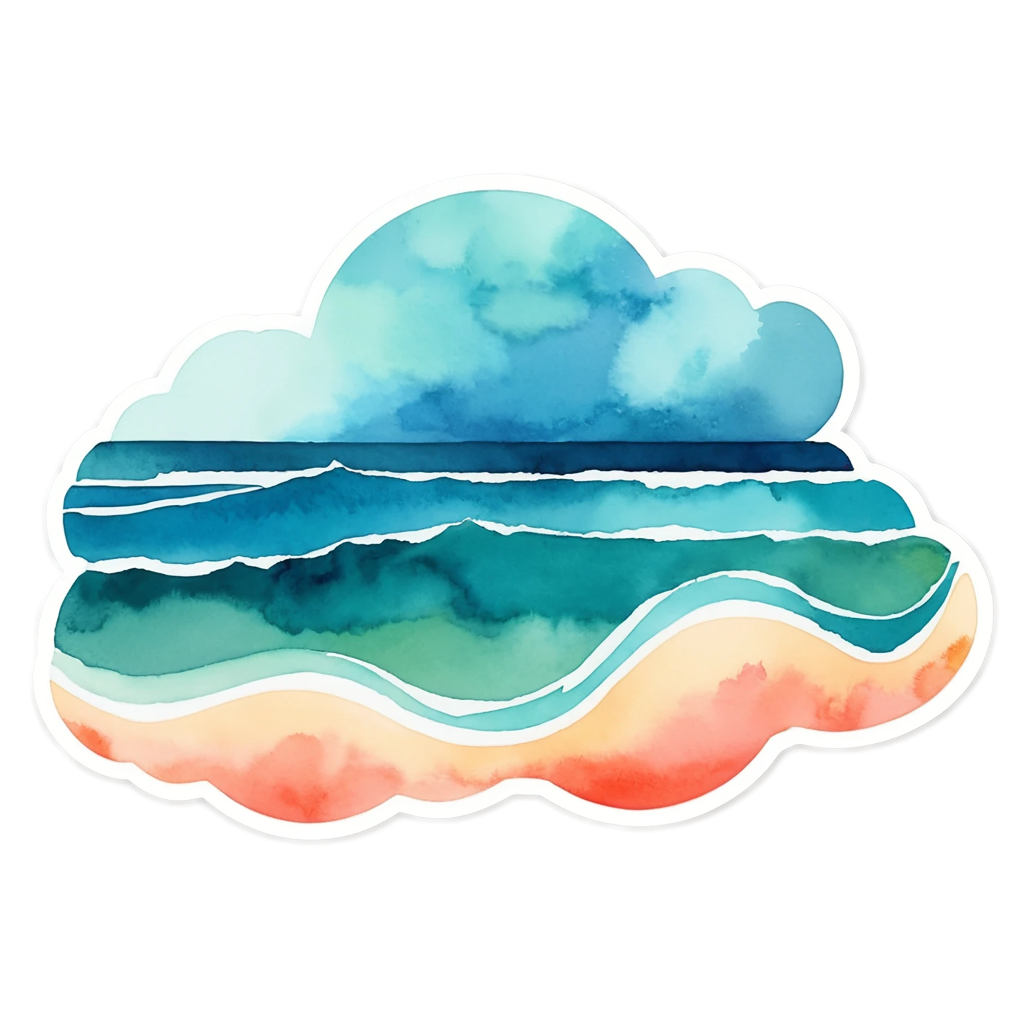 Beach Watercolor sticker isolated on transparent background #12924