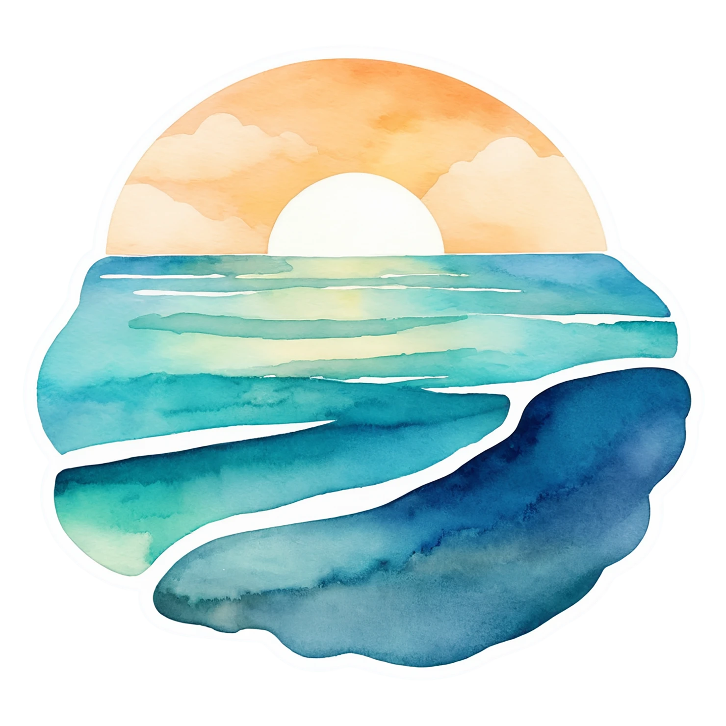 Beach Watercolor sticker isolated on transparent background #12925