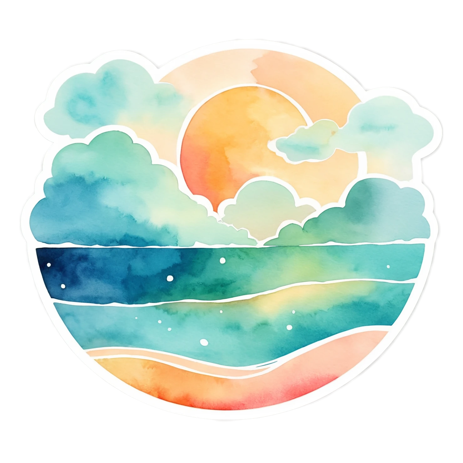 Beach Watercolor sticker isolated on transparent background #12926