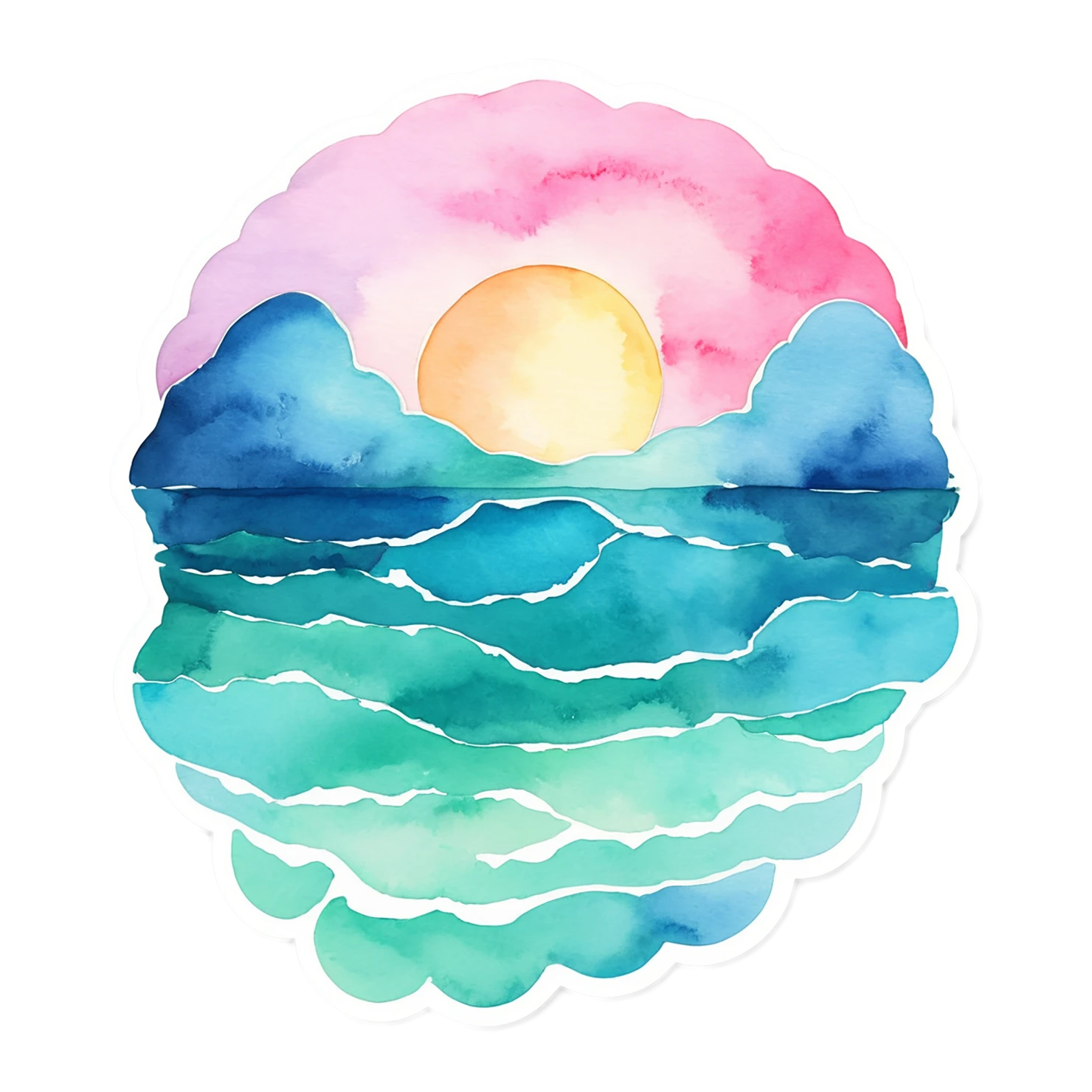 Beach Watercolor sticker isolated on transparent background #12930