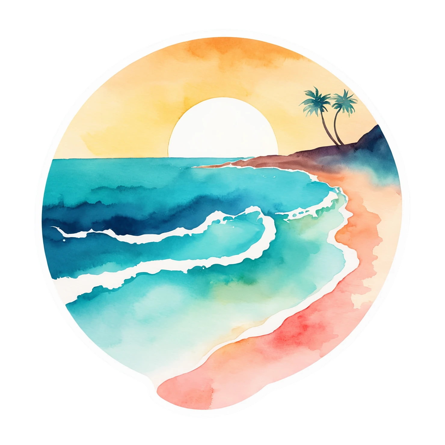 Beach Watercolor sticker isolated on transparent background #12932