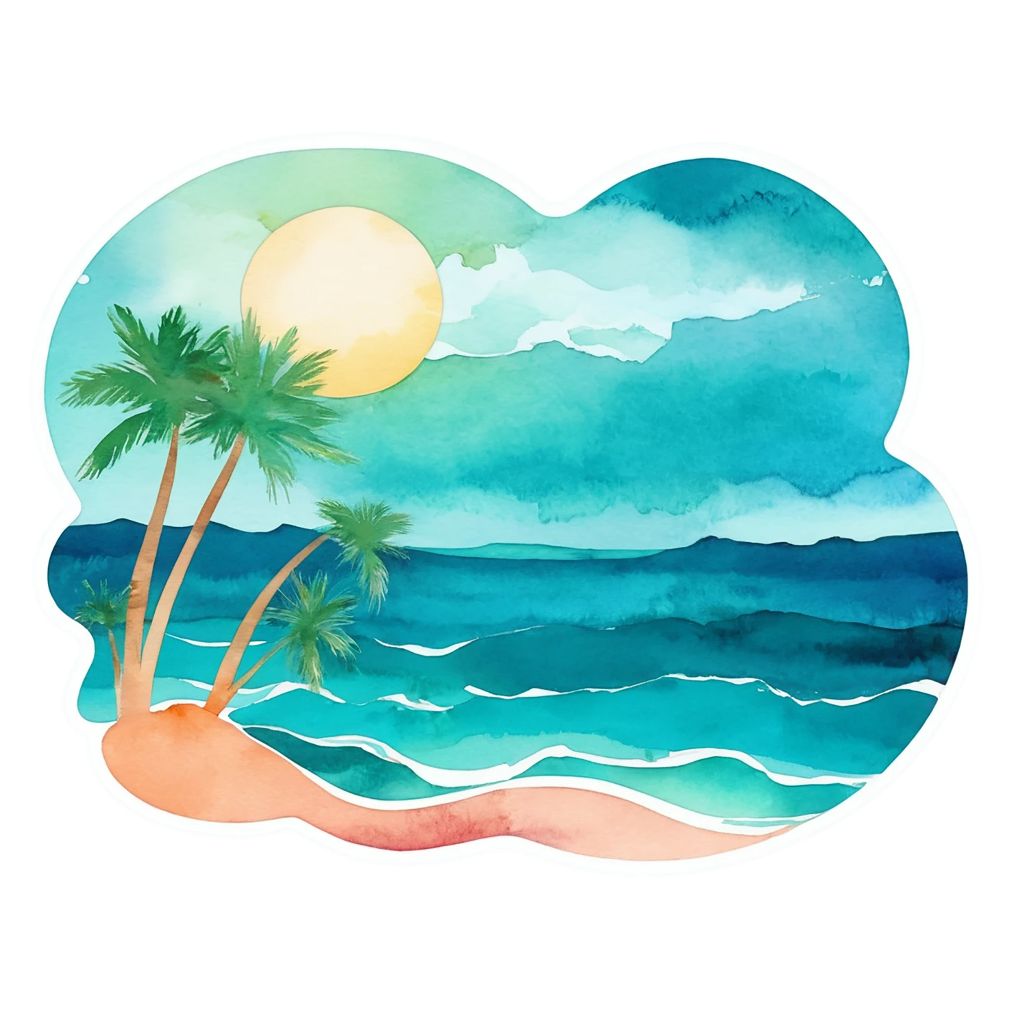 Beach Watercolor sticker isolated on transparent background #12933