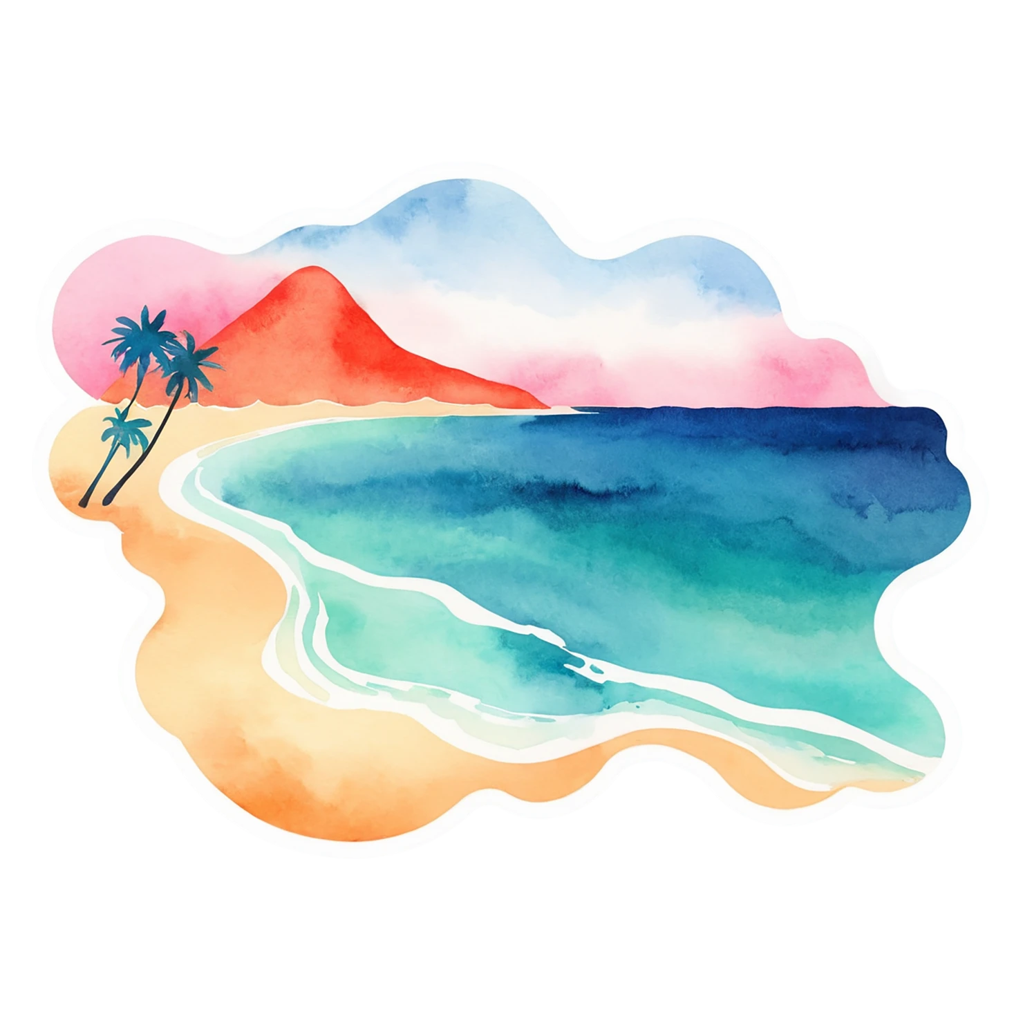 Beach Watercolor sticker isolated on transparent background #12934