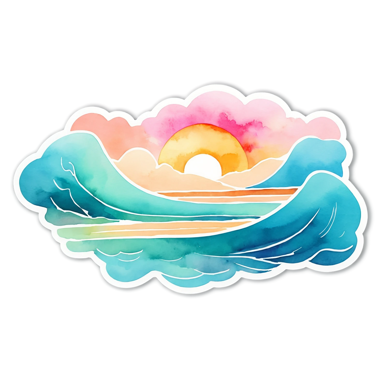 Beach Watercolor sticker isolated on transparent background #12935