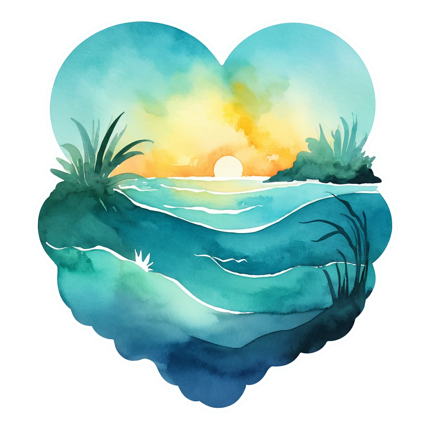 Beach Watercolor sticker isolated on transparent background #12936