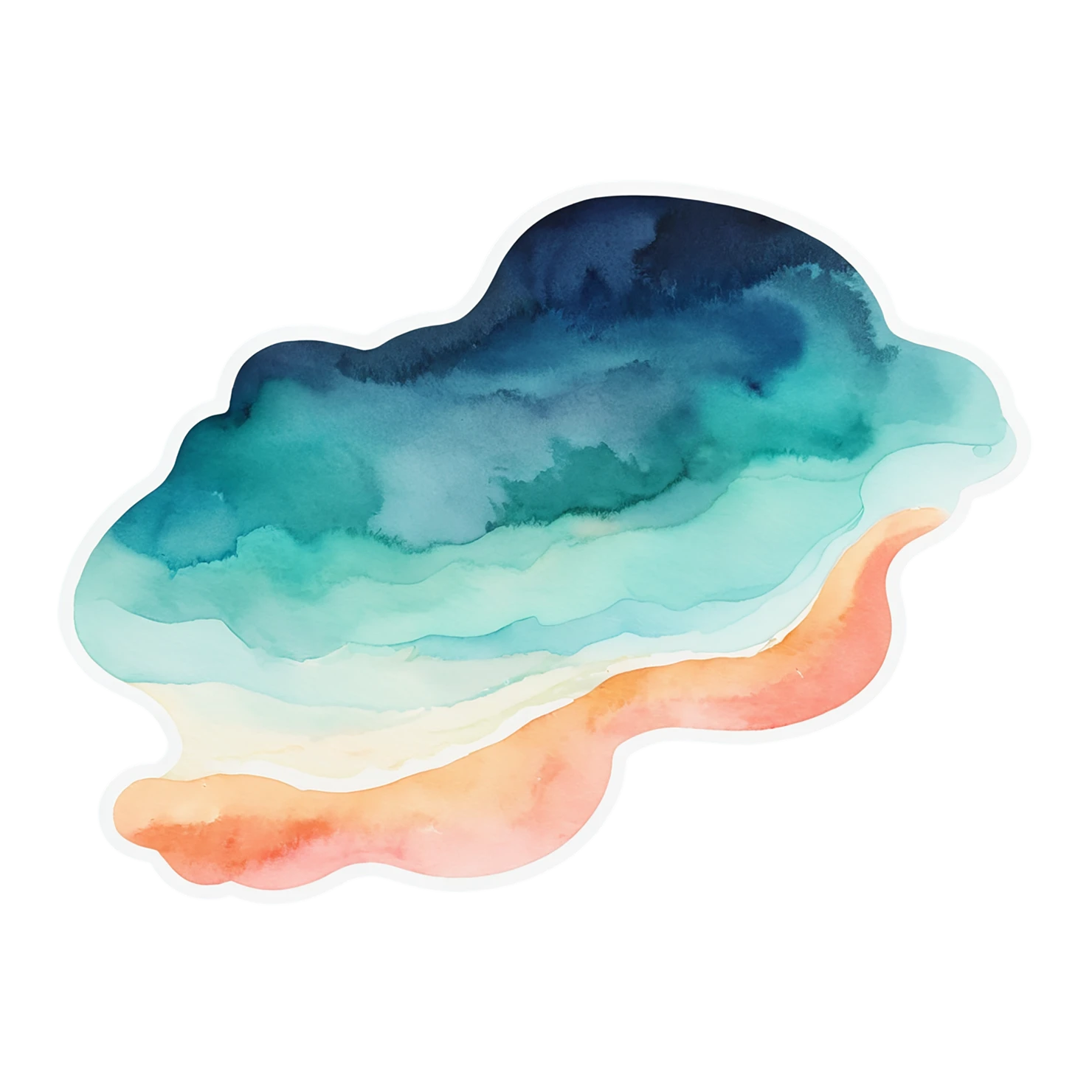 Beach Watercolor sticker isolated on transparent background #12938