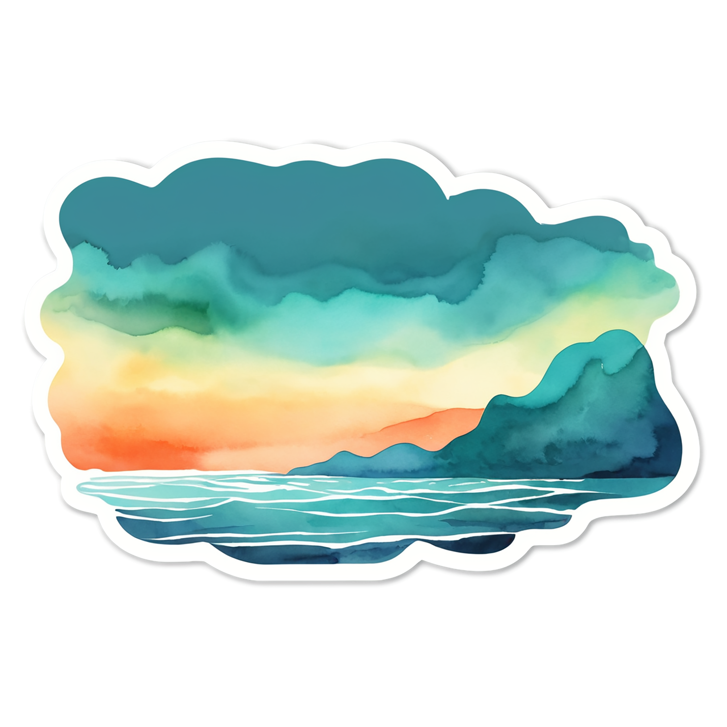 Beach Watercolor sticker isolated on transparent background #12940