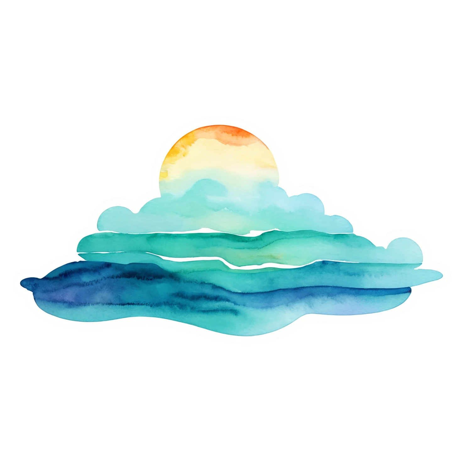 Beach Watercolor sticker isolated on transparent background #12941