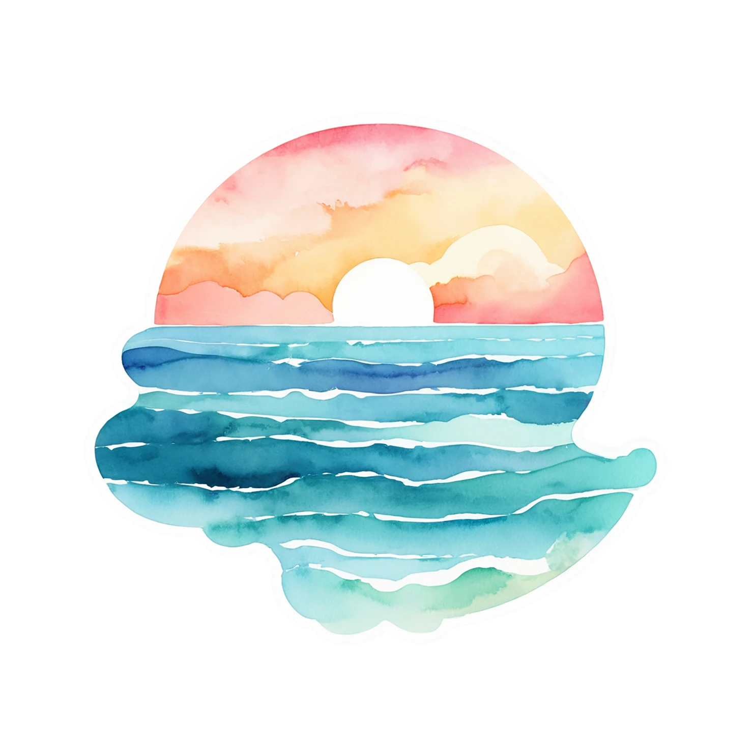 Beach Watercolor sticker isolated on transparent background #12944