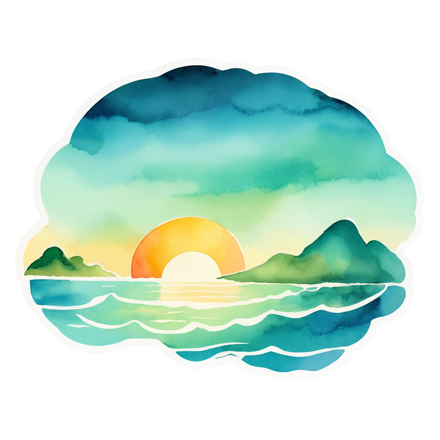 Beach Watercolor sticker isolated on transparent background #12945