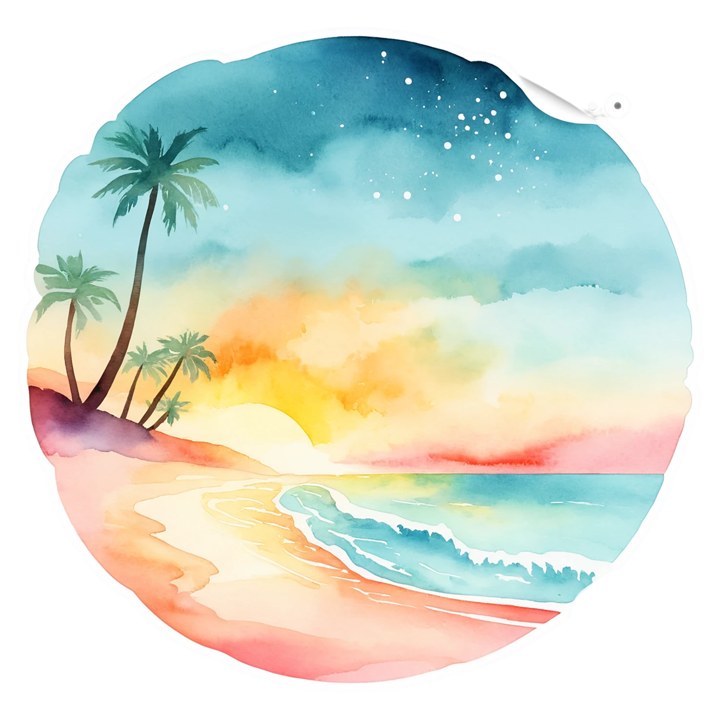 Beach Watercolor sticker isolated on transparent background #12946
