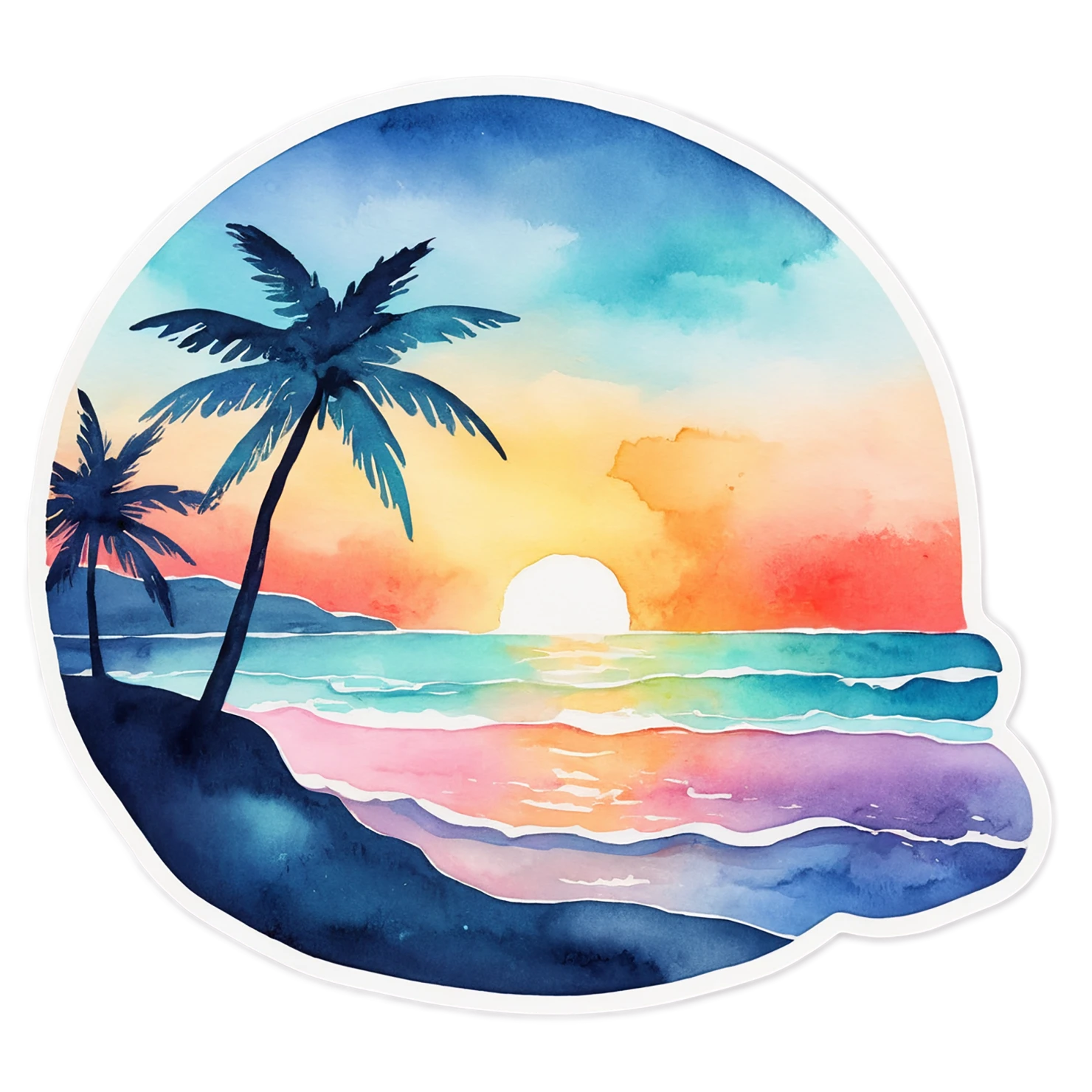 Beach Watercolor sticker isolated on transparent background #12947