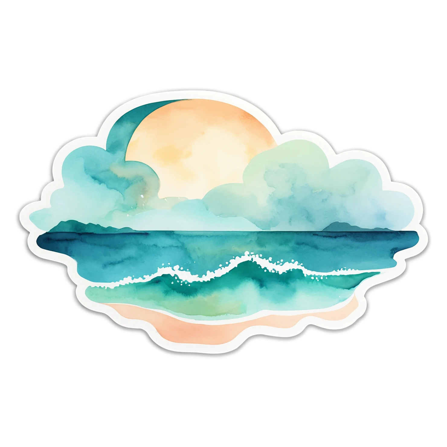 Beach Watercolor sticker isolated on transparent background #12948