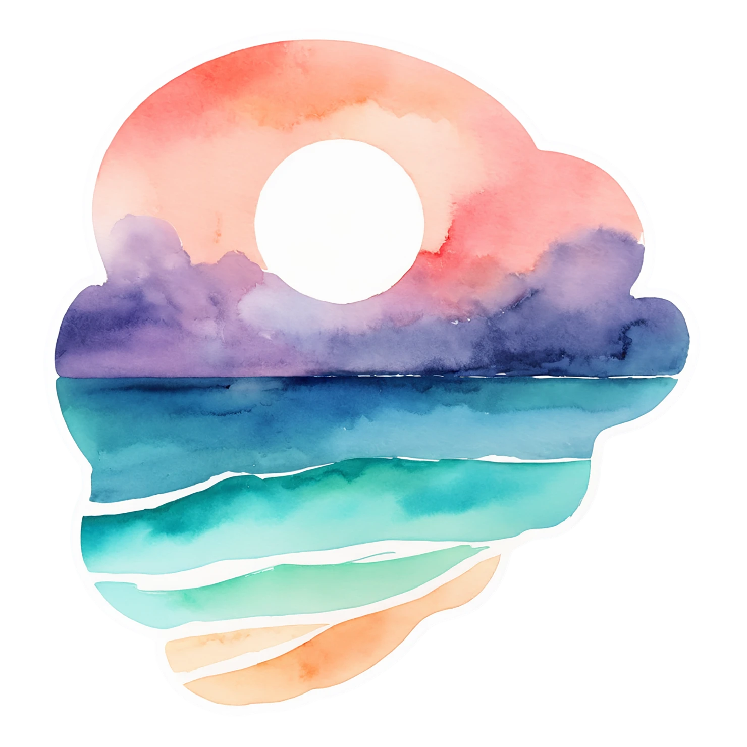 Beach Watercolor sticker isolated on transparent background #12950