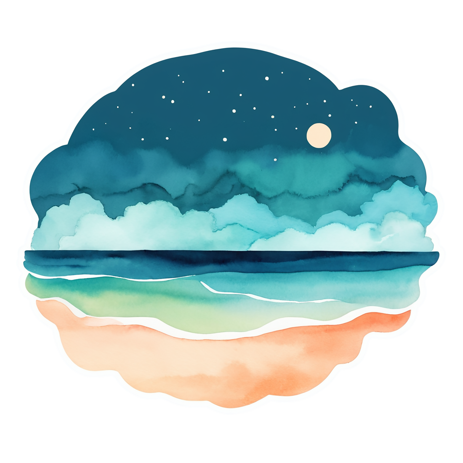 Beach Watercolor sticker isolated on transparent background #12951