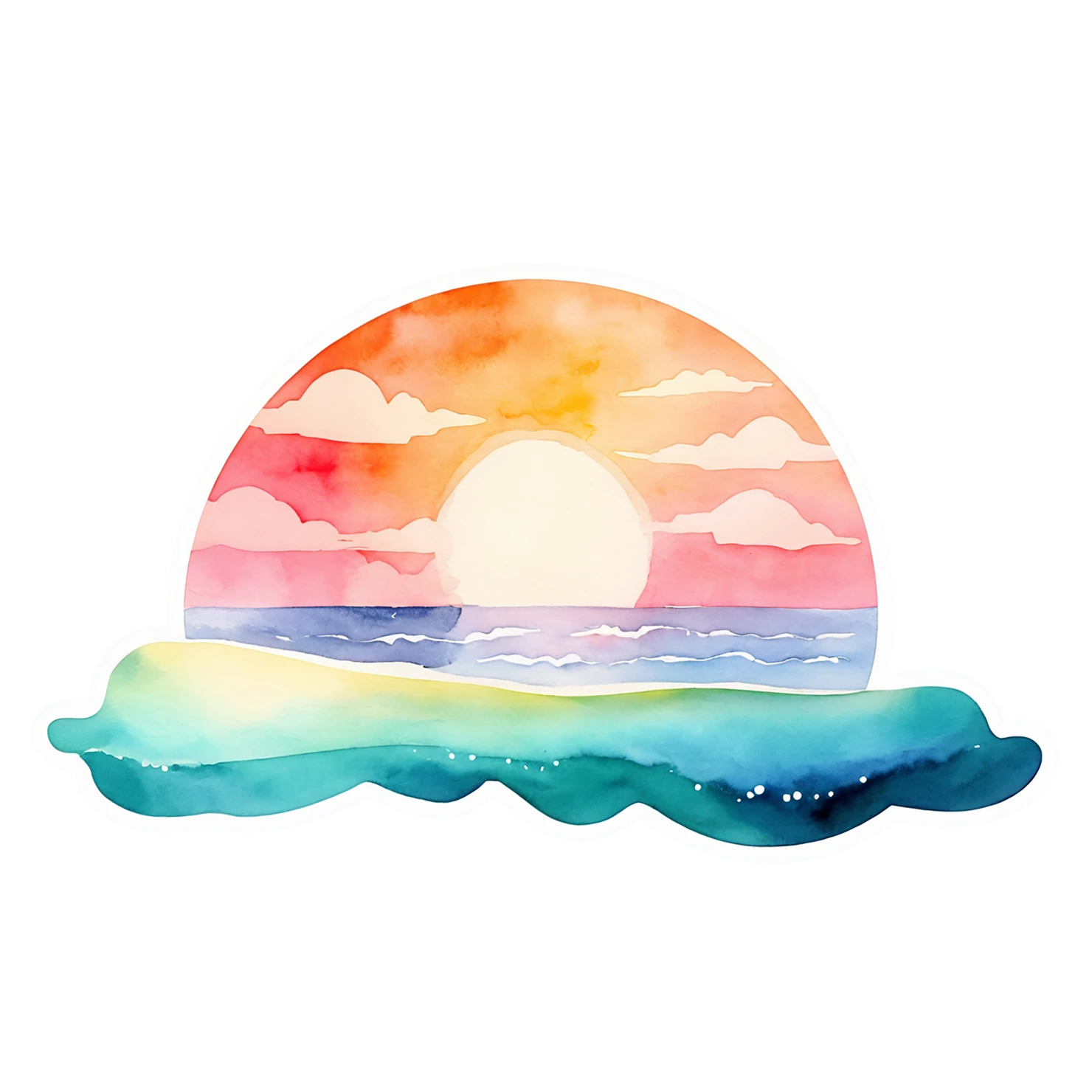 Beach Watercolor sticker isolated on transparent background #12953