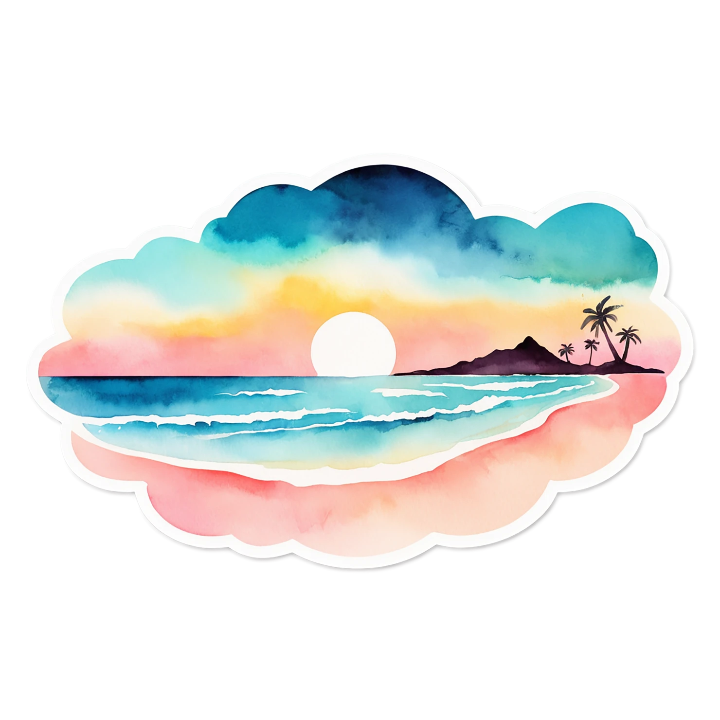 Beach Watercolor sticker isolated on transparent background #12954