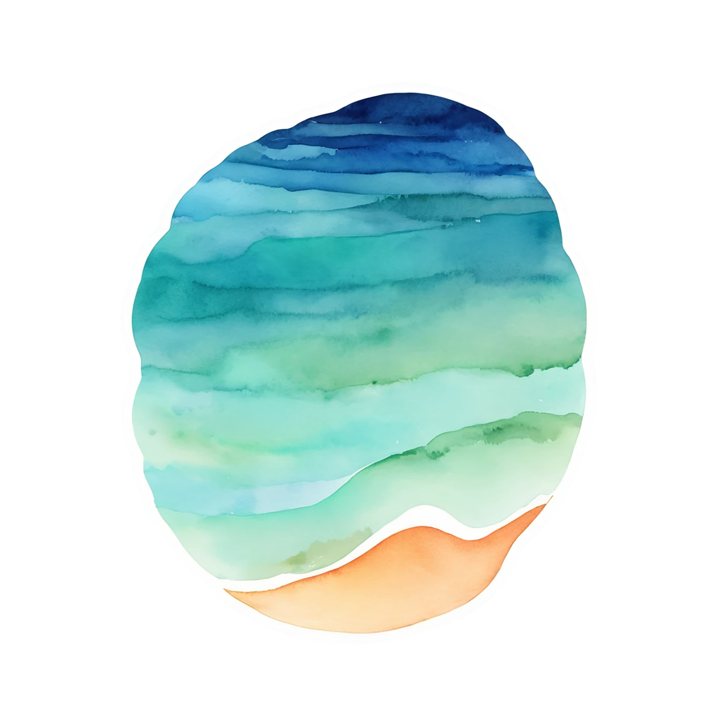 Beach Watercolor sticker isolated on transparent background #12955