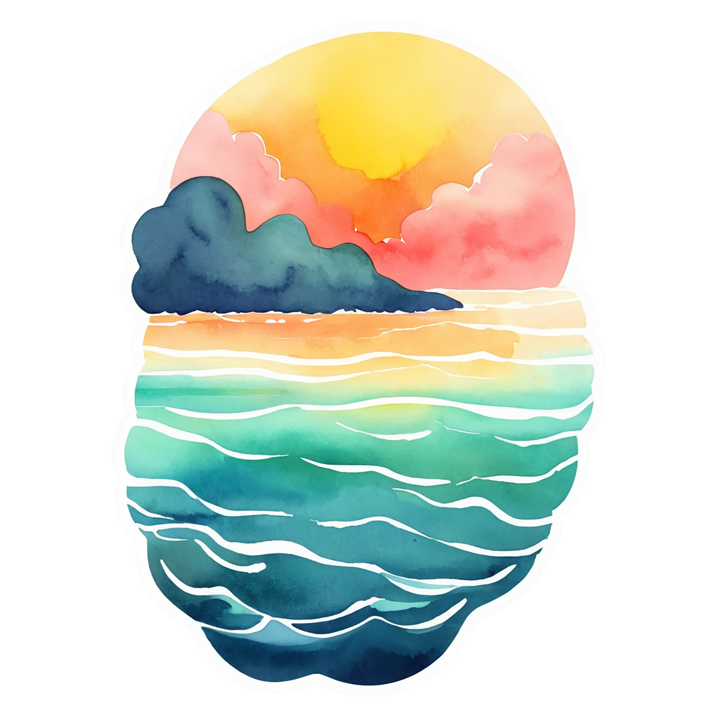 Beach Watercolor sticker isolated on transparent background #12956