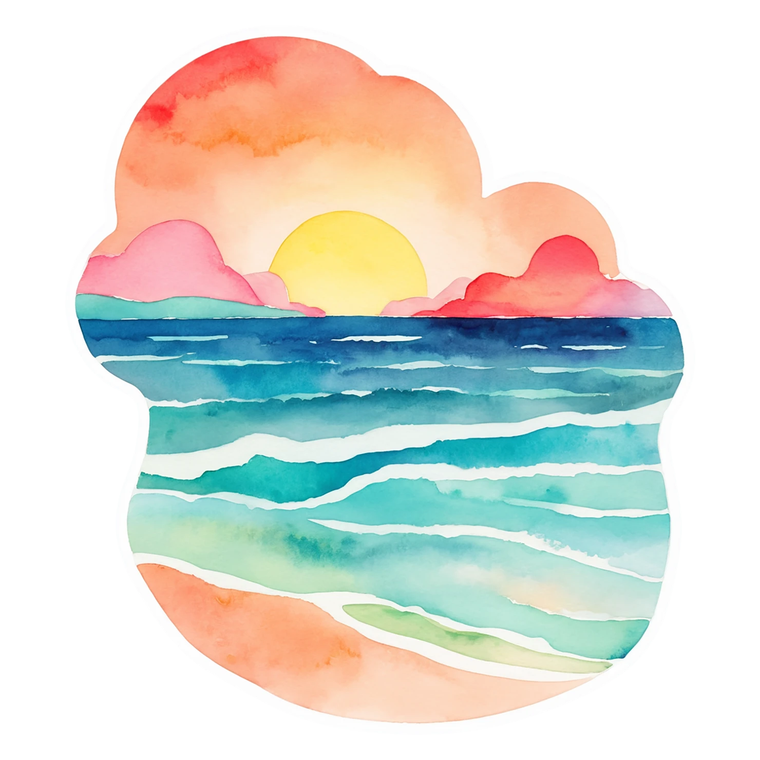 Beach Watercolor sticker isolated on transparent background #12959