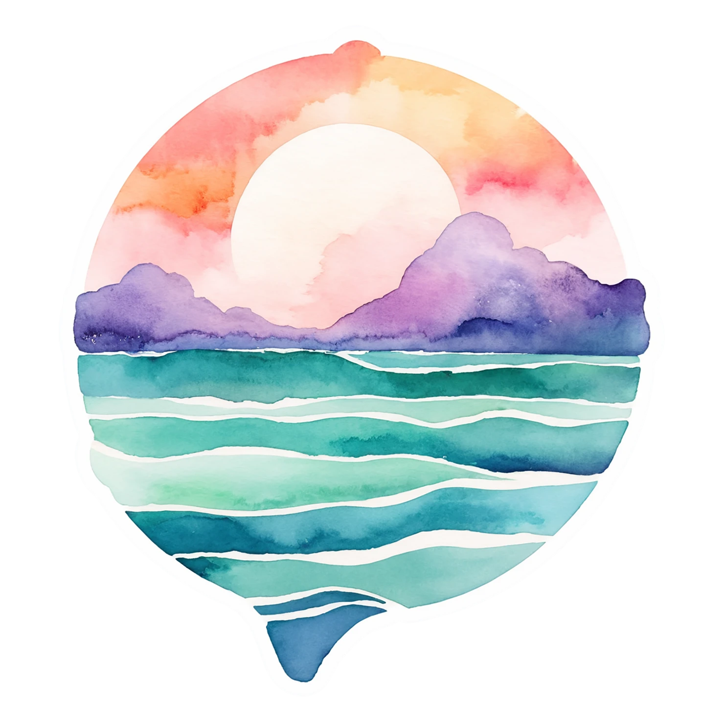 Beach Watercolor sticker isolated on transparent background #12960