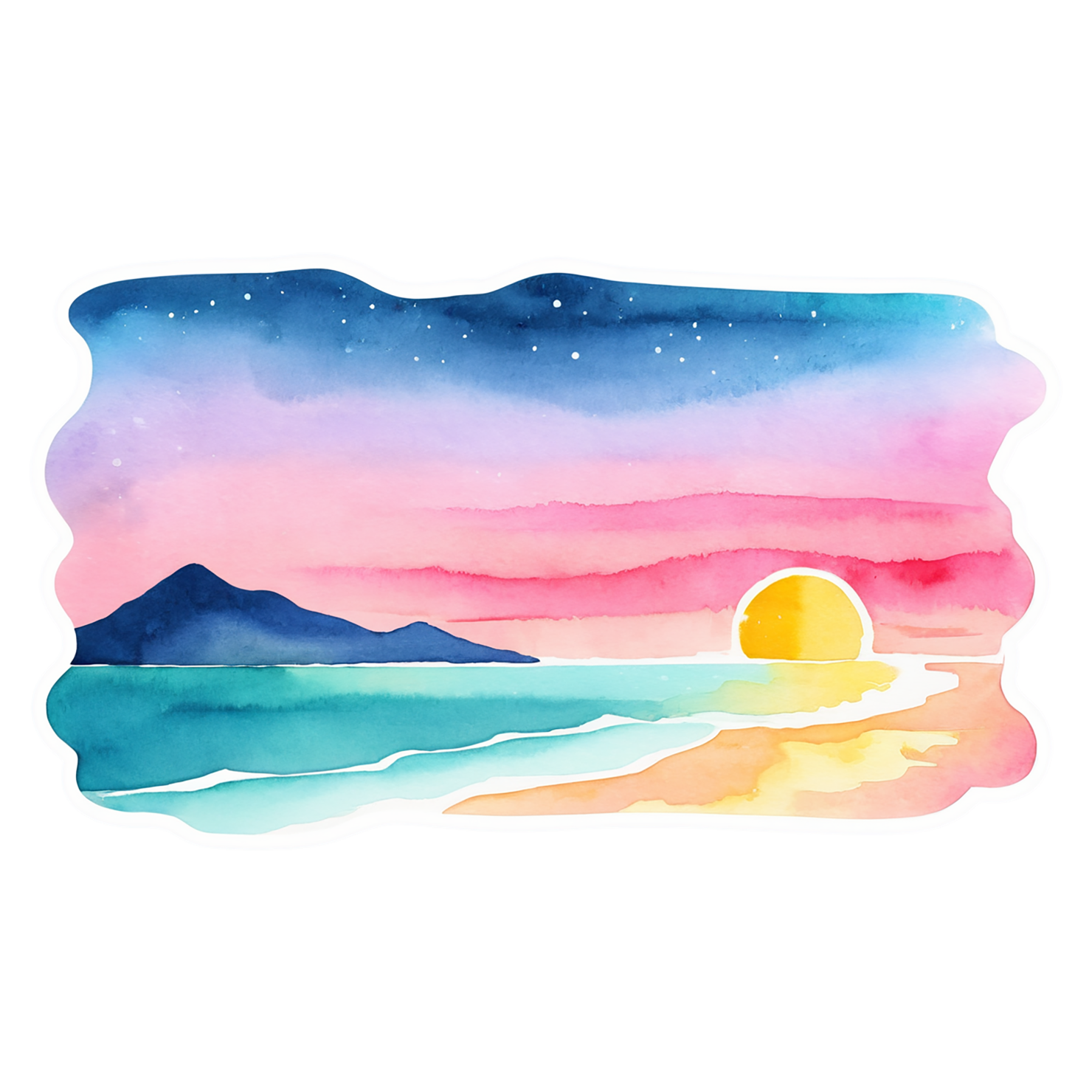 Beach Watercolor sticker isolated on transparent background #12962