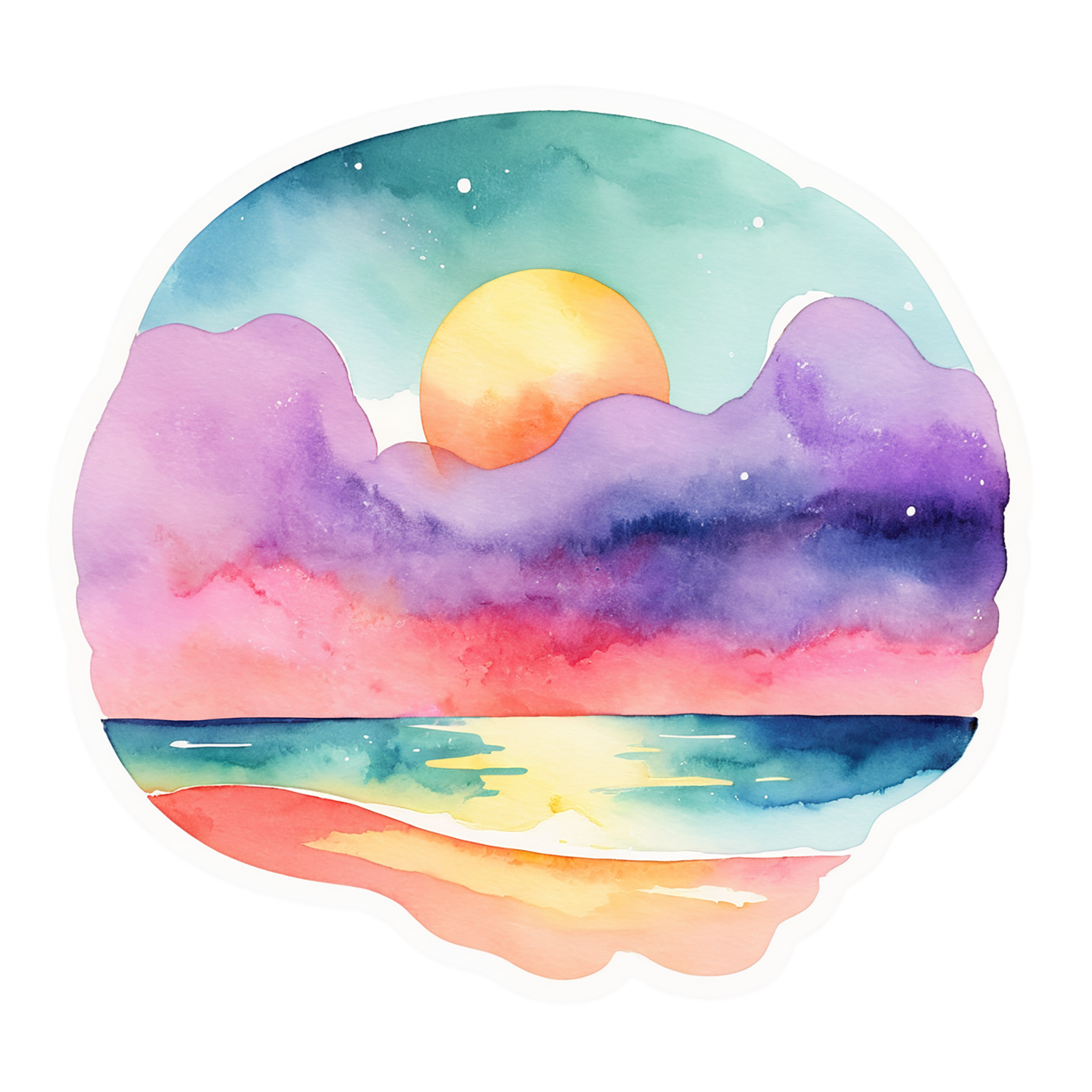 Beach Watercolor sticker isolated on transparent background #12963