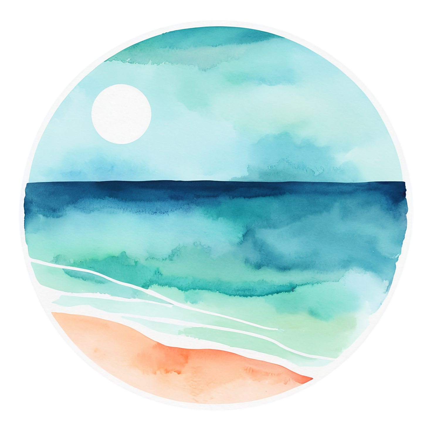 Beach Watercolor sticker isolated on transparent background #12965